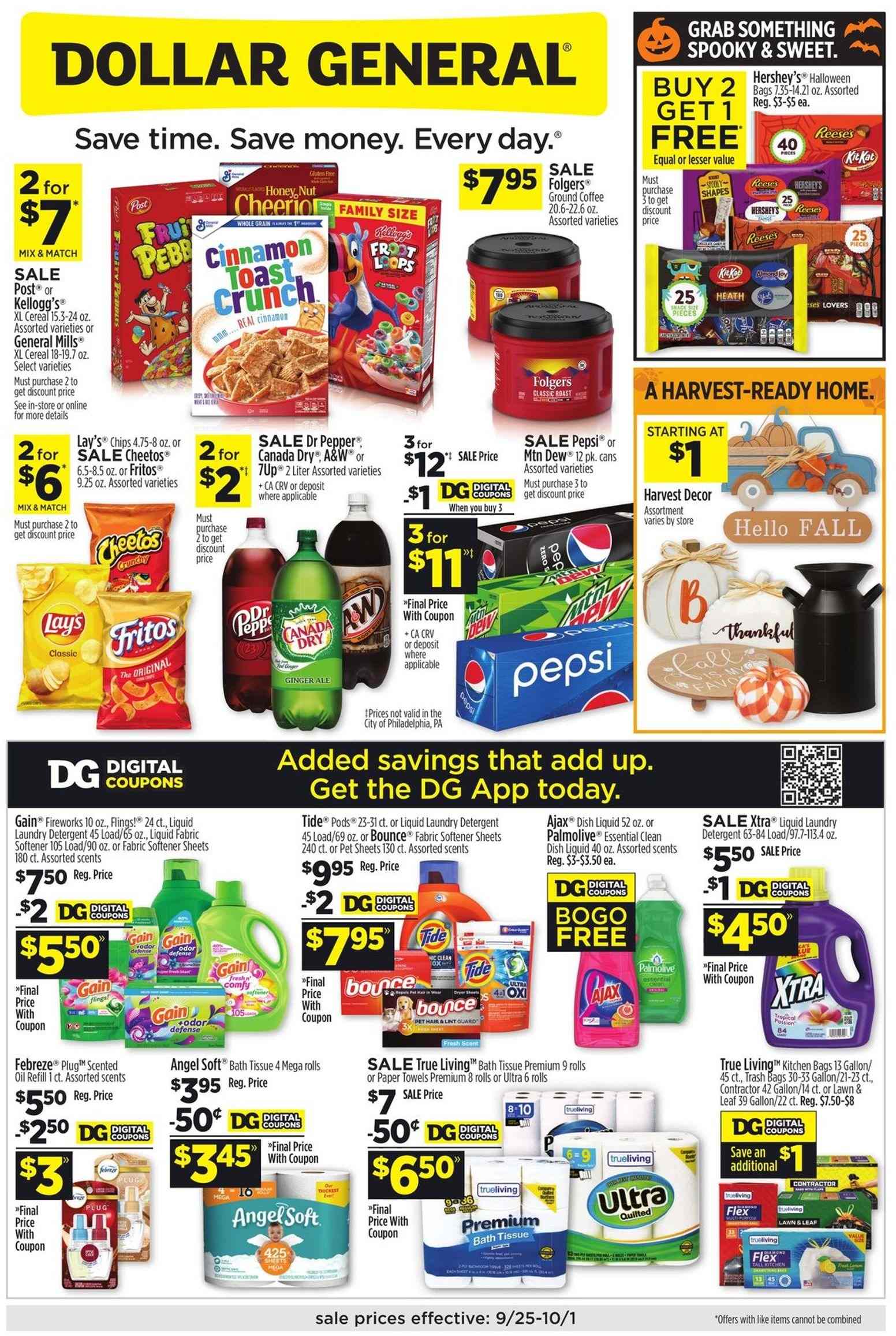 Dollar General ad - 09/25/2022 - 10/01/2022. Page 1