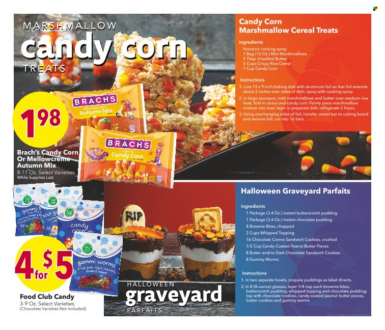 thumbnail - Coborn's Flyer - 09/25/2022 - 10/01/2022 - Sales products - brownies, corn, sandwich, pudding, chocolate pudding, butterscotch, cookies, marshmallows, sandwich cookies, chocolate cookies, butter cookies, cereal bar, topping, cereals, peanut butter, bag, cutting board, aluminium foil. Page 2.
