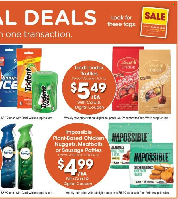 thumbnail - Pick ‘n Save Flyer - 09/28/2022 - 10/04/2022 - Sales products - meatballs, nuggets, chicken nuggets, sausage, milk, Lindt, Lindor, truffles, Trident, Febreze. Page 11.
