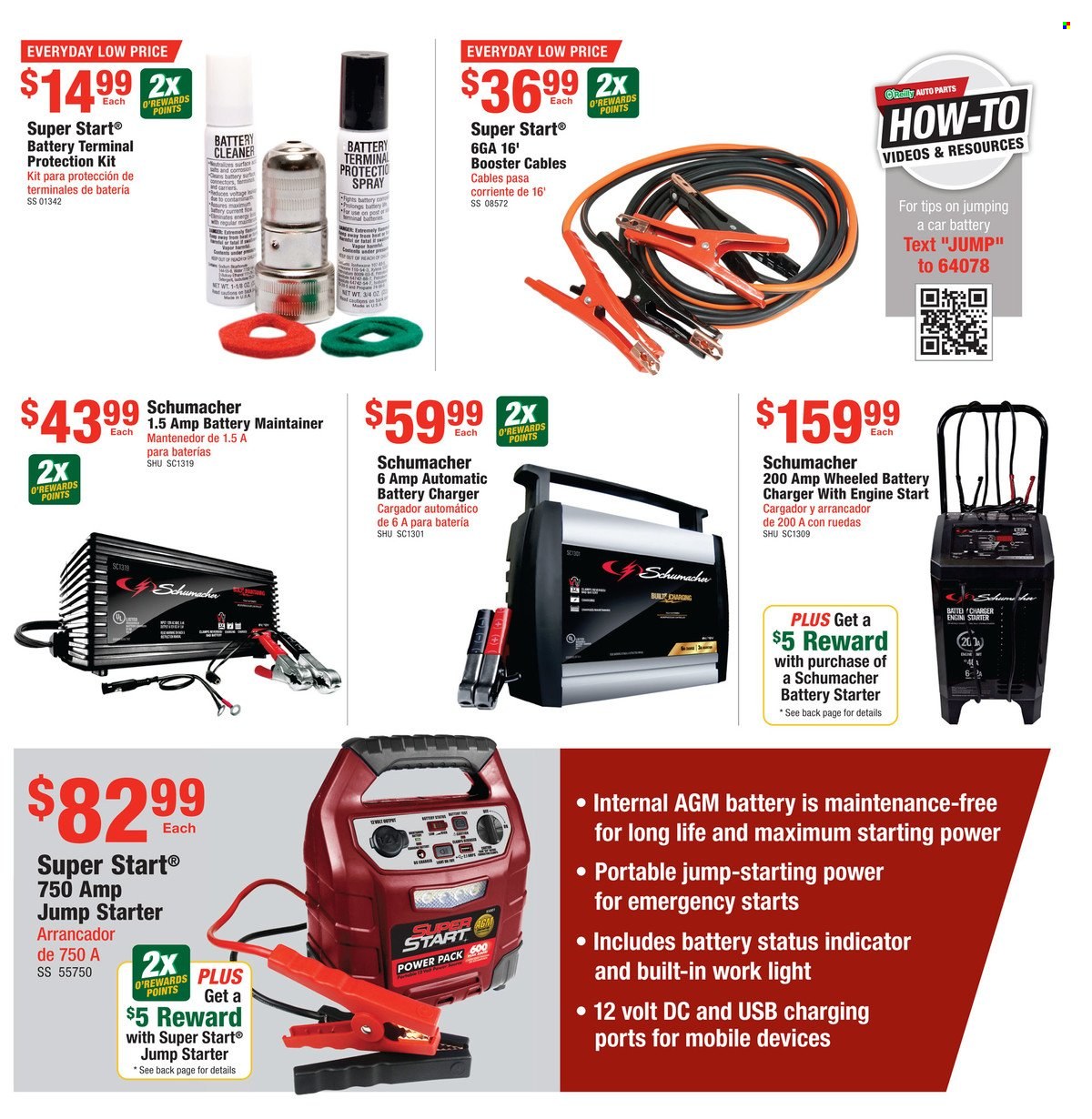 thumbnail - O'Reilly Auto Parts Flyer - 09/28/2022 - 10/25/2022 - Sales products - battery charger, booster cables, car battery, starter, cleaner. Page 3.