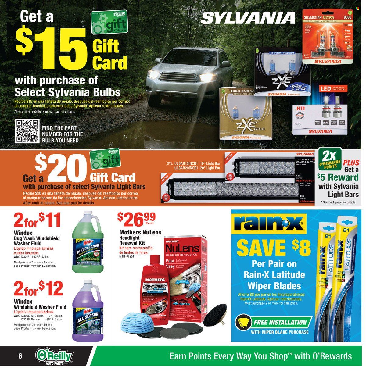 thumbnail - O'Reilly Auto Parts Flyer - 09/28/2022 - 10/25/2022 - Sales products - wiper blades, cleaner, washer fluid, Rain-X. Page 6.