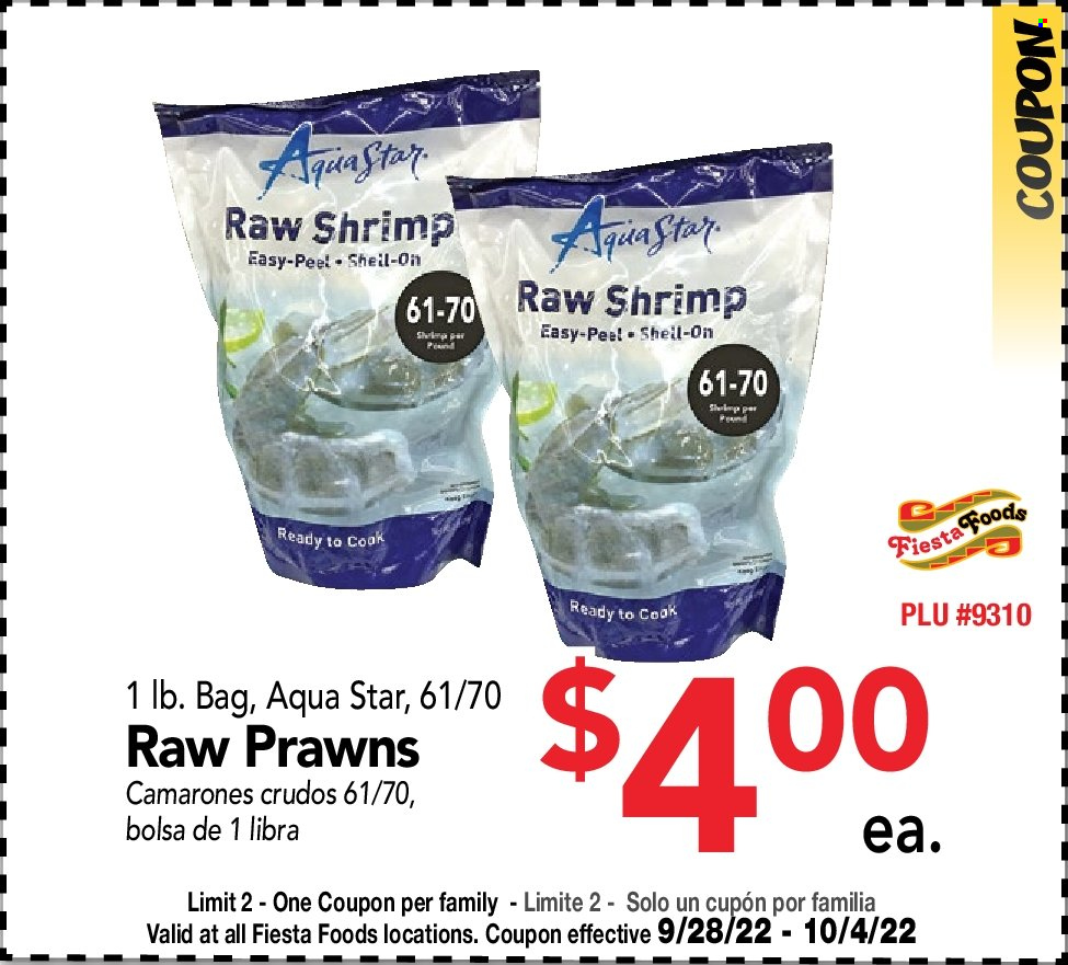 thumbnail - Fiesta Foods SuperMarkets Flyer - 09/28/2022 - 10/04/2022 - Sales products - prawns, shrimps. Page 3.