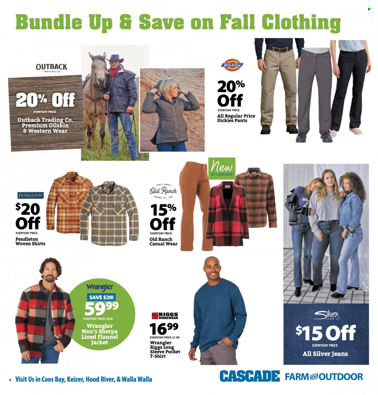 thumbnail - Cascade Farm And Outdoor Flyer - 09/28/2022 - 10/11/2022 - Sales products - jacket, jeans, pants, t-shirt, sherpa, Dickies. Page 4.