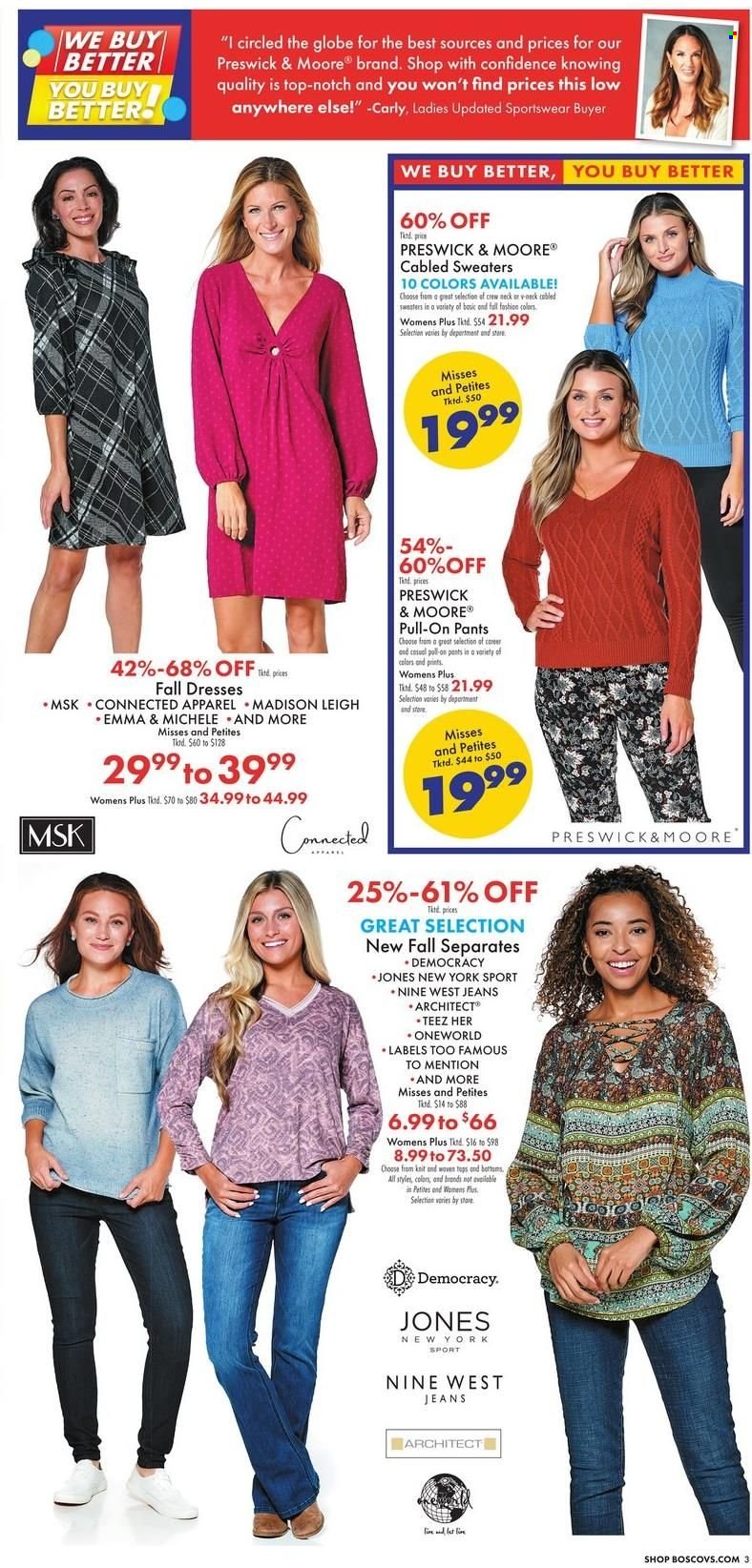 thumbnail - Boscov's Flyer - 09/29/2022 - 10/05/2022 - Sales products - Democracy, jeans, pants, dress. Page 3.