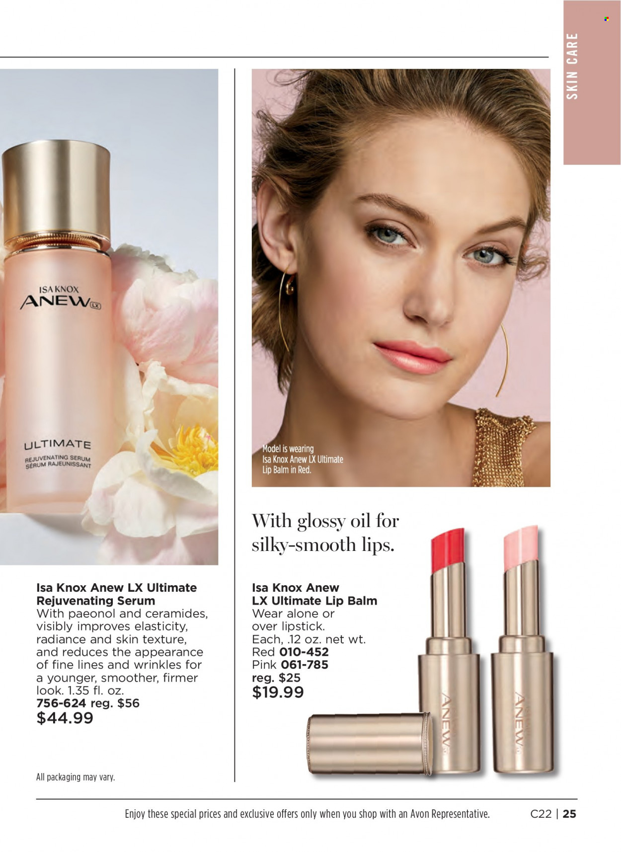 thumbnail - Avon Flyer - 09/28/2022 - 10/11/2022 - Sales products - Avon, Anew, lip balm, serum, regenerating serum, lipstick. Page 25.