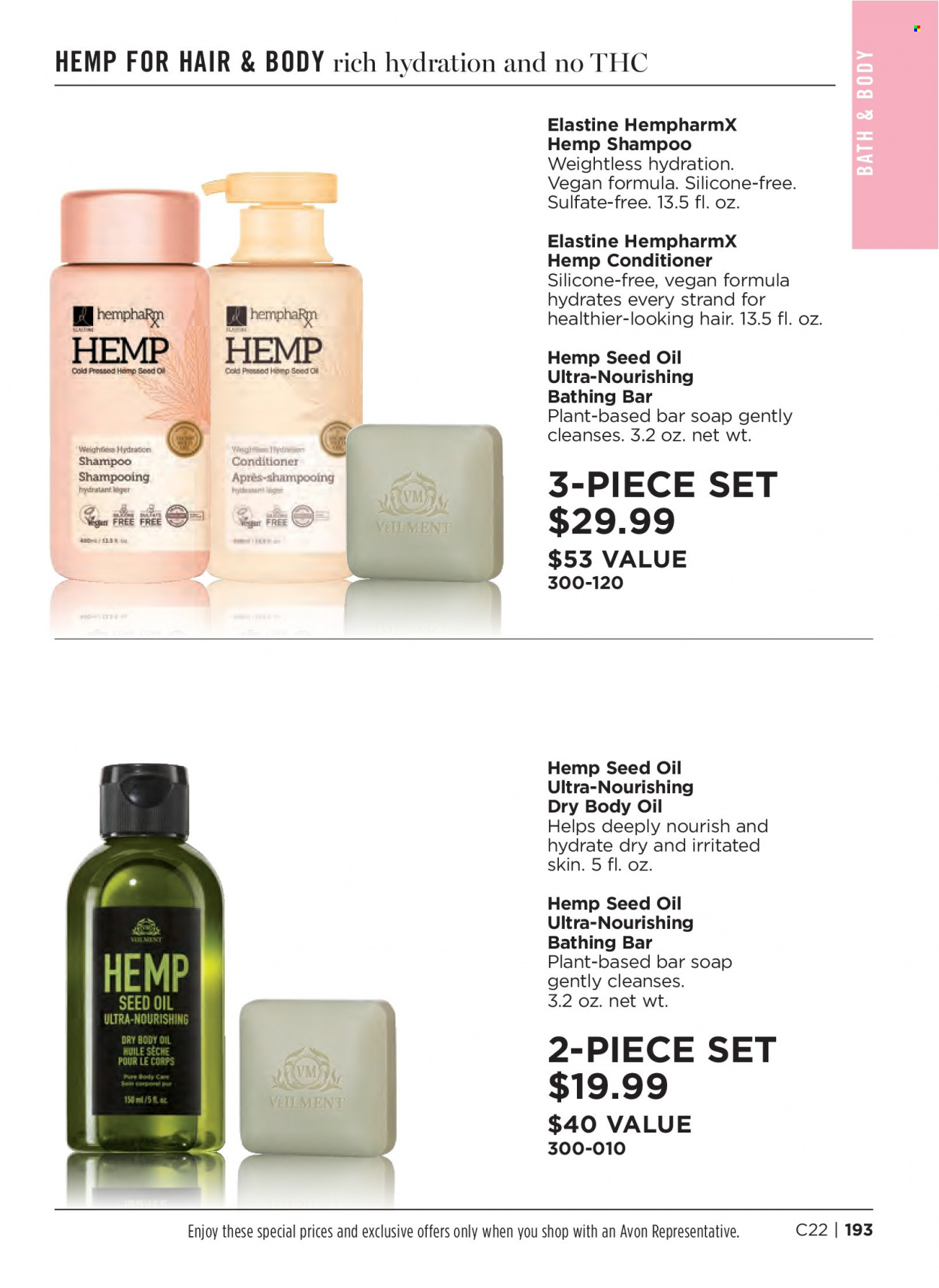 thumbnail - Avon Flyer - 09/28/2022 - 10/11/2022 - Sales products - shampoo, Avon, soap bar, soap, conditioner, body oil. Page 193.