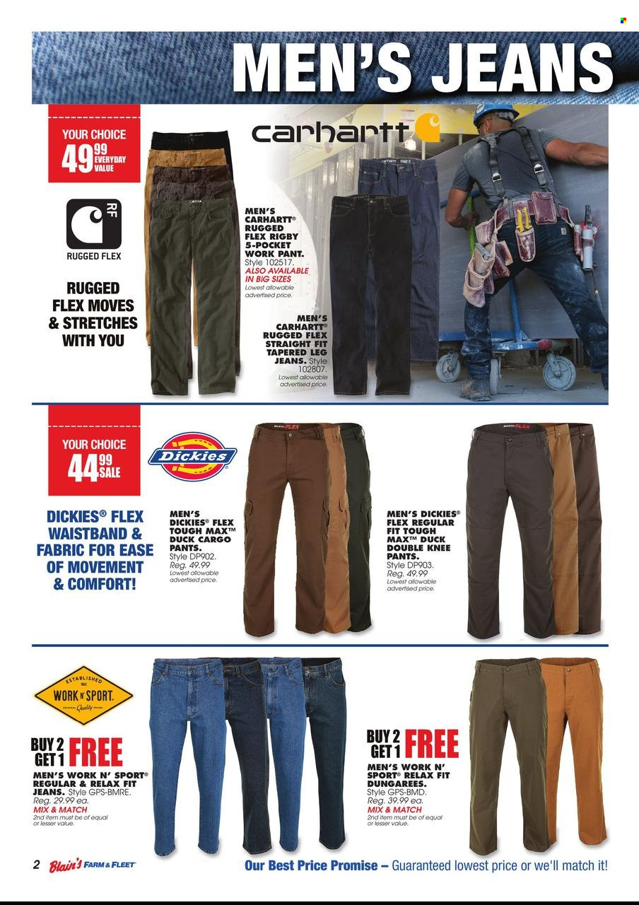 thumbnail - Blain's Farm & Fleet Flyer - 09/29/2022 - 10/09/2022 - Sales products - cargo pants, jeans, pants, Dickies. Page 2.