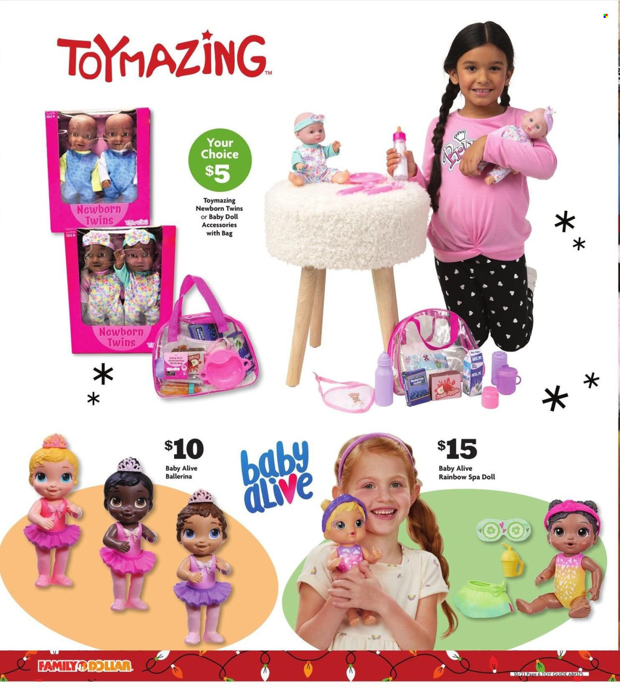 thumbnail - Family Dollar Flyer - 10/23/2022 - 12/25/2022 - Sales products - Apple, milk, bag, doll, toys. Page 6.