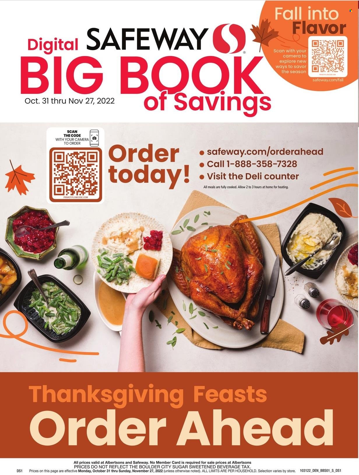 Safeway ad - 10/31/2022 - 11/27/2022. Page 1