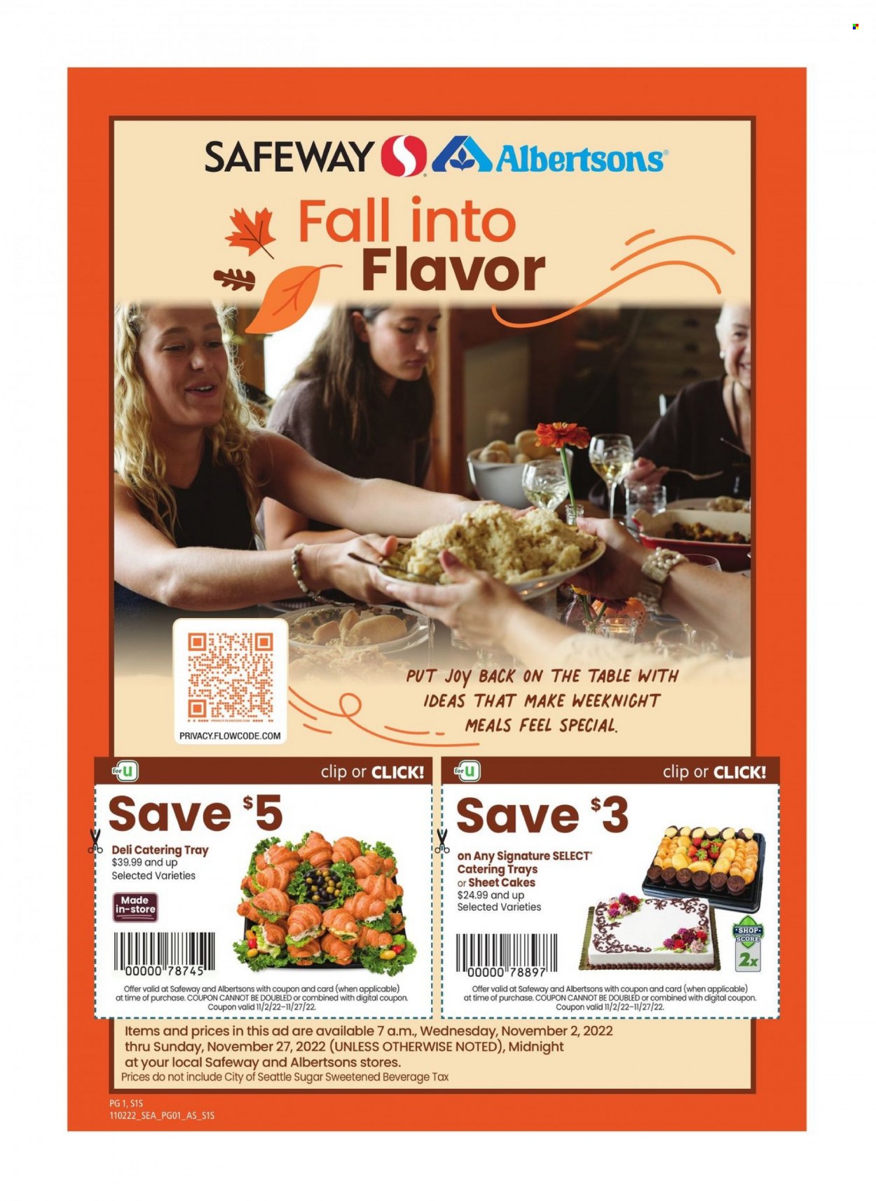 Albertsons ad - 11/02/2022 - 11/27/2022. Page 1