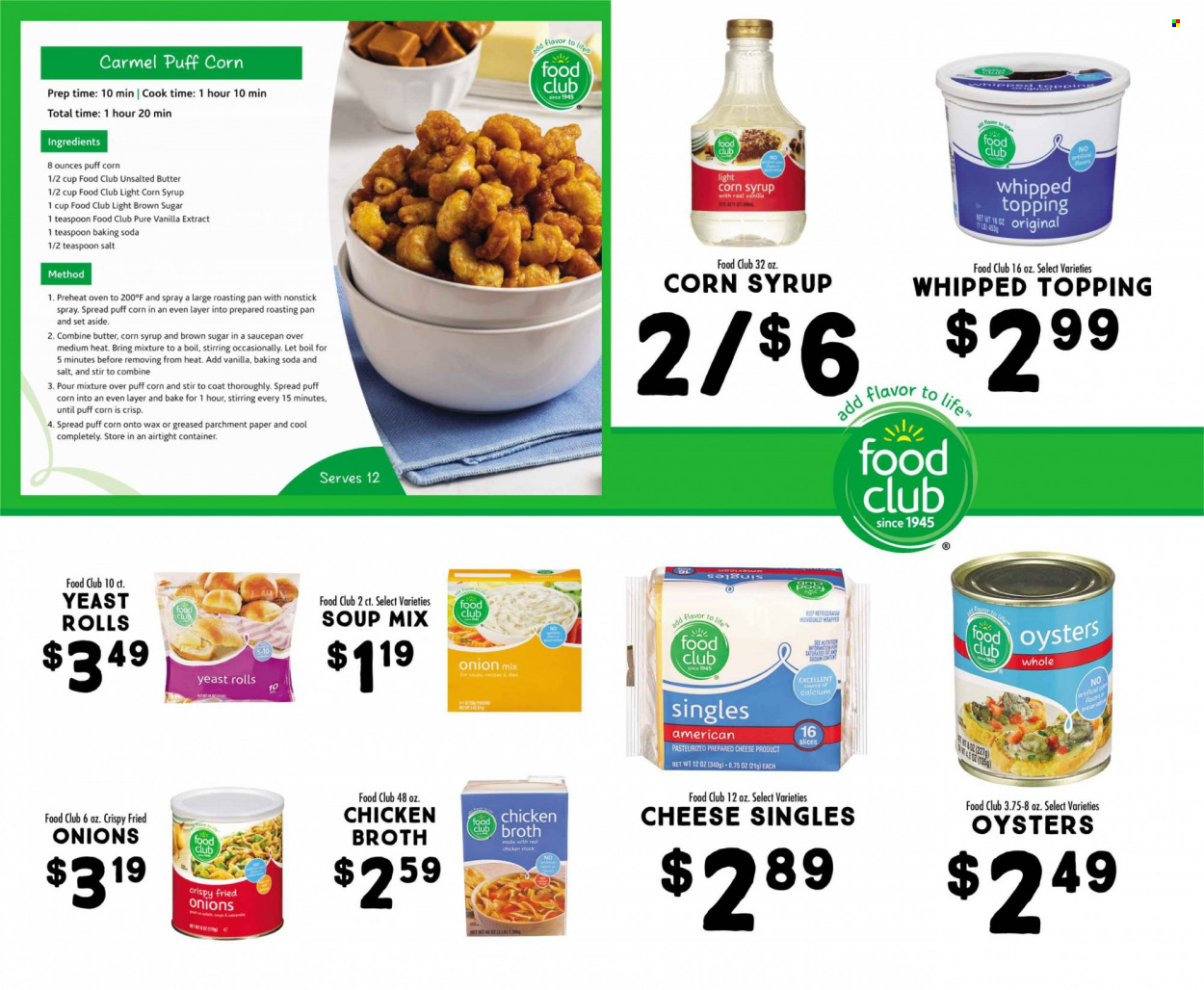 thumbnail - Fresh Market Flyer - 11/02/2022 - 12/06/2022 - Sales products - oysters, soup mix, soup, cheese, yeast, bicarbonate of soda, cane sugar, chicken broth, topping, broth, vanilla extract, corn syrup, saucepan, teaspoon, container. Page 18.