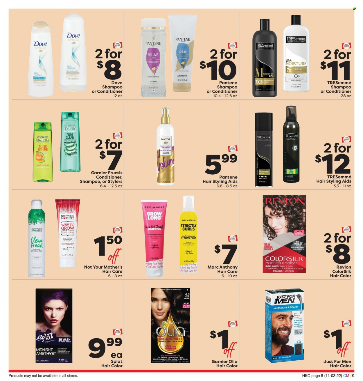thumbnail - Weis Flyer - 11/03/2022 - 11/30/2022 - Sales products - Silk, Dove, oil, shampoo, Garnier, conditioner, Revlon, TRESemmé, Pantene, hair color, keratin, Fructis, ginseng. Page 5.