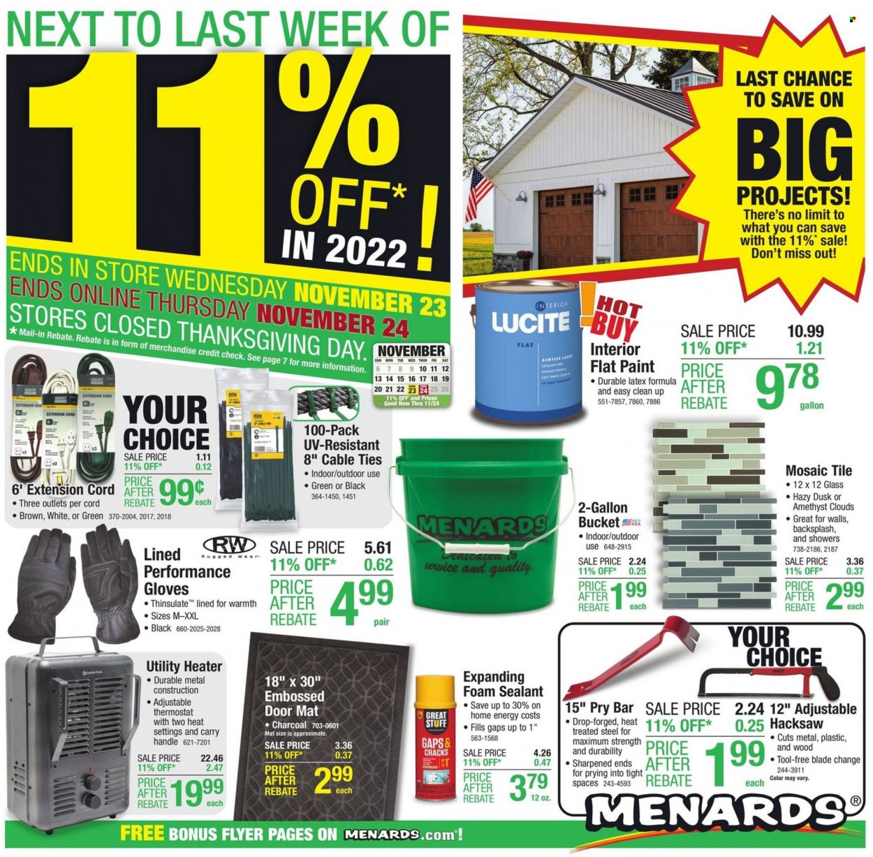 Menards ad - 11/10/2022 - 11/24/2022. Page 1