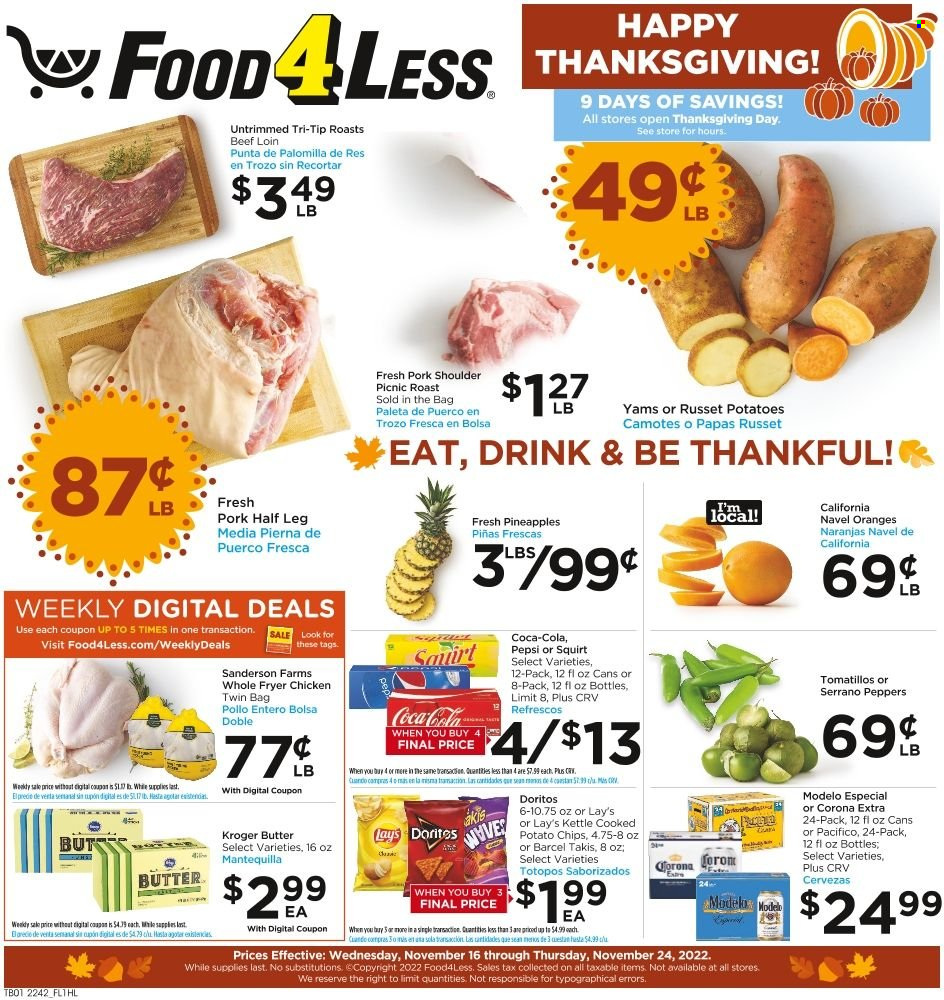 Food 4 Less ad - 11/16/2022 - 11/24/2022. Page 1