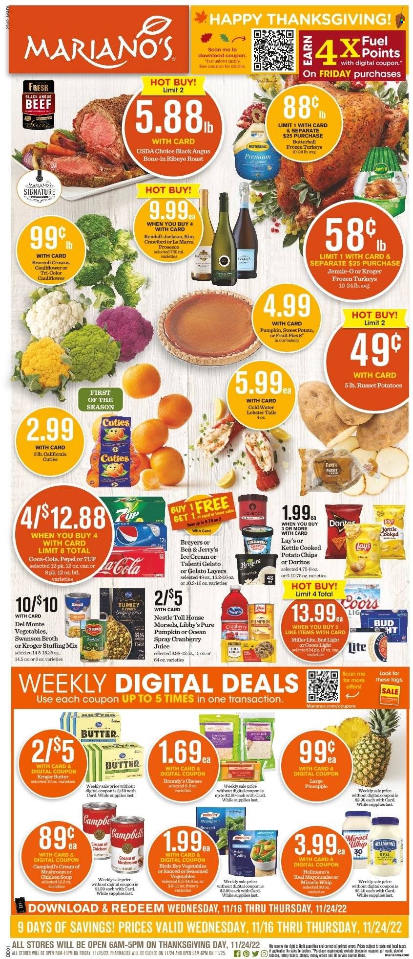 Mariano’s ad - 11/16/2022 - 11/24/2022. Page 1