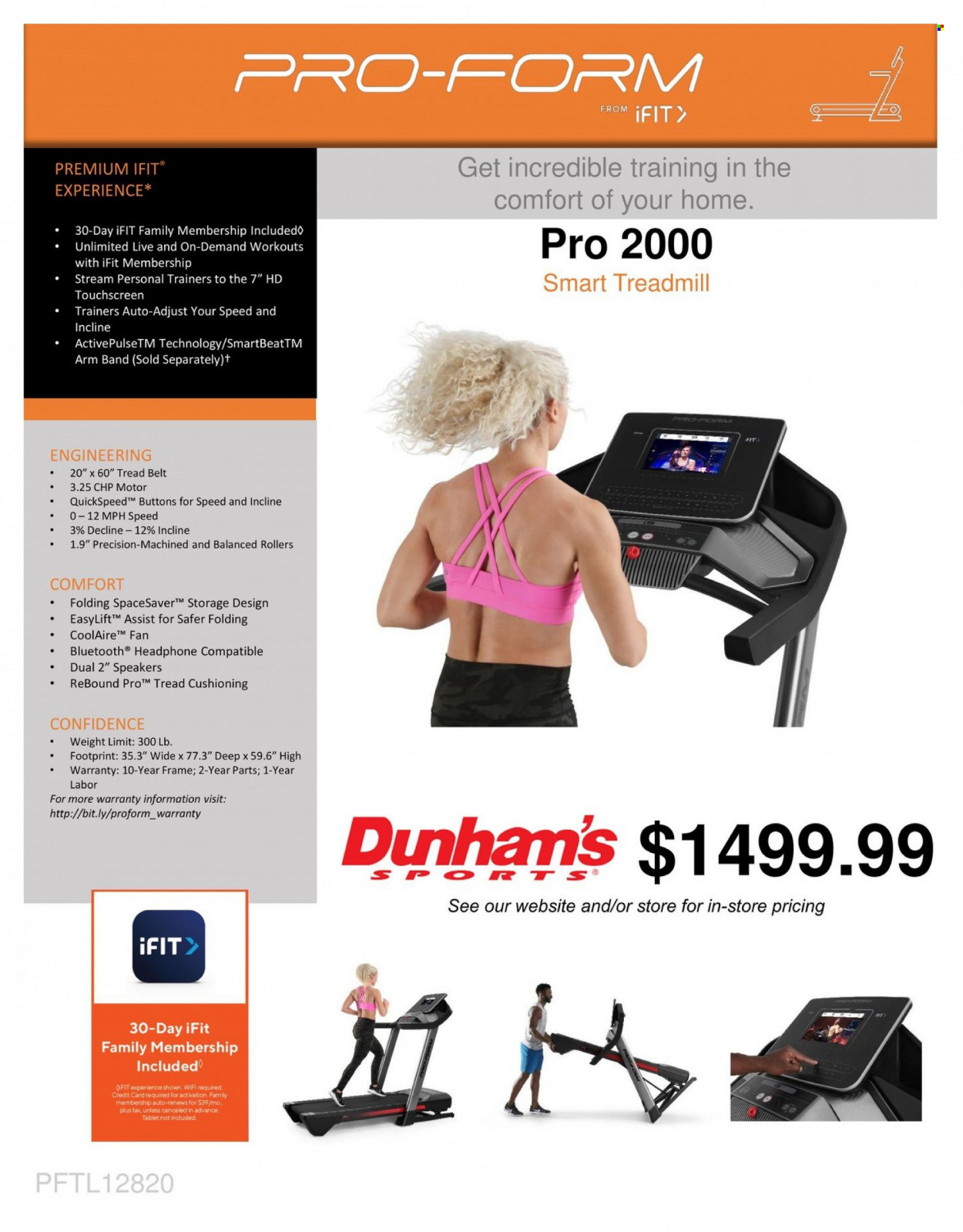 thumbnail - Dunham's Sports Flyer - 11/21/2022 - 01/26/2023 - Sales products - trainers, speaker, headphones, treadmill, ProForm. Page 1.