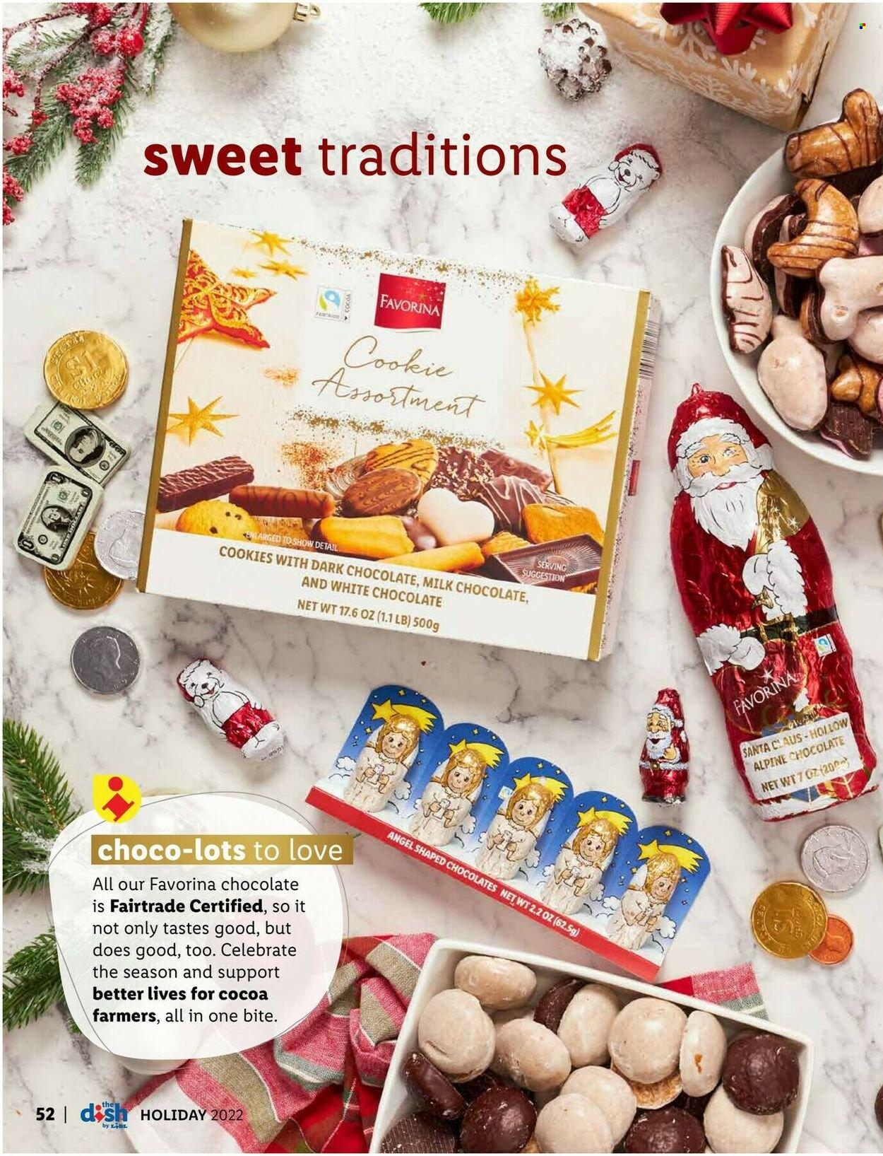 thumbnail - Lidl Flyer - 11/23/2022 - 12/27/2022 - Sales products - cookies, milk chocolate, chocolate, Santa, dark chocolate, cocoa, Santa Claus. Page 54.