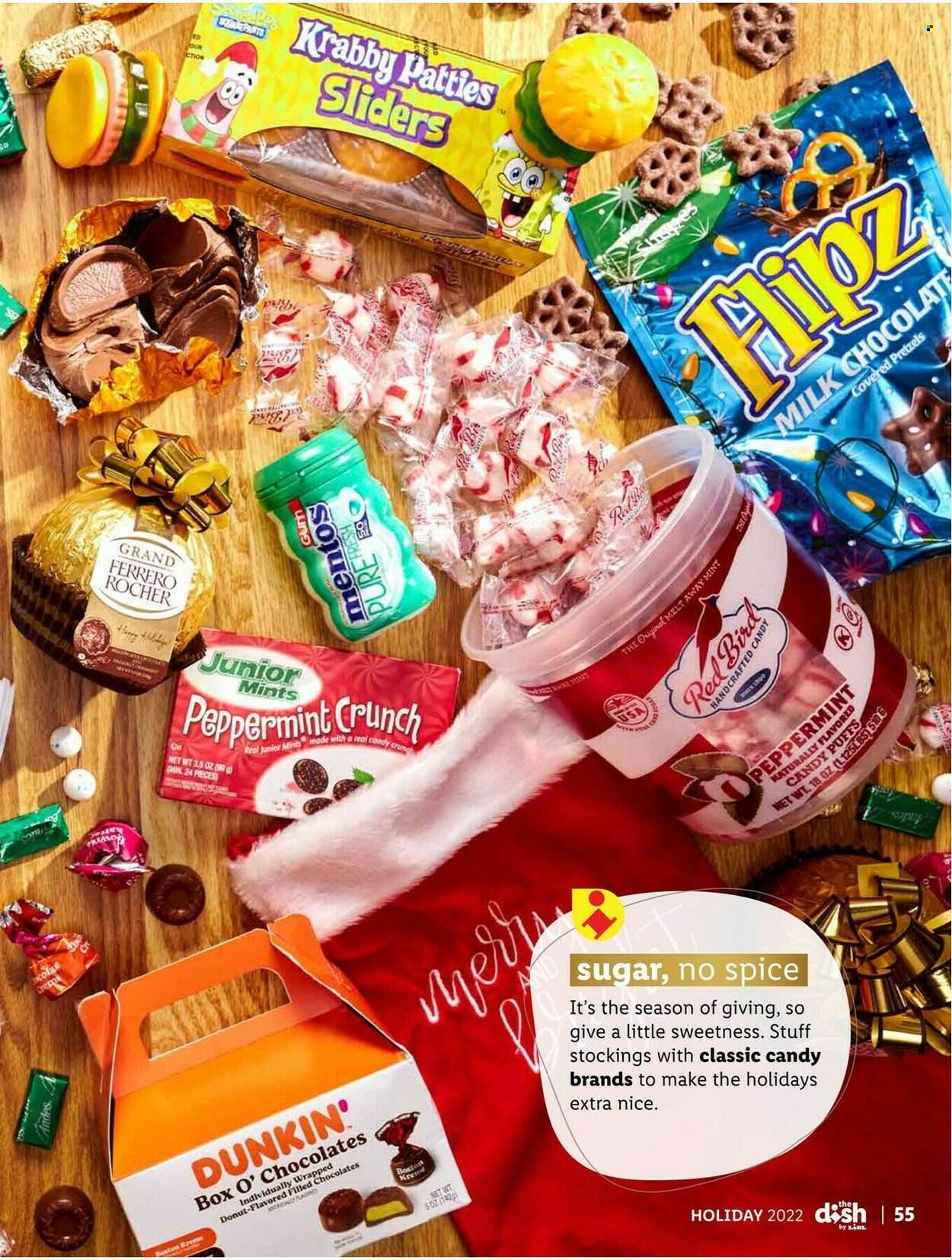 thumbnail - Lidl Flyer - 11/23/2022 - 12/27/2022 - Sales products - pretzels, donut, milk chocolate, Mentos, Ferrero Rocher, sugar, spice, pants, stockings, bib. Page 57.