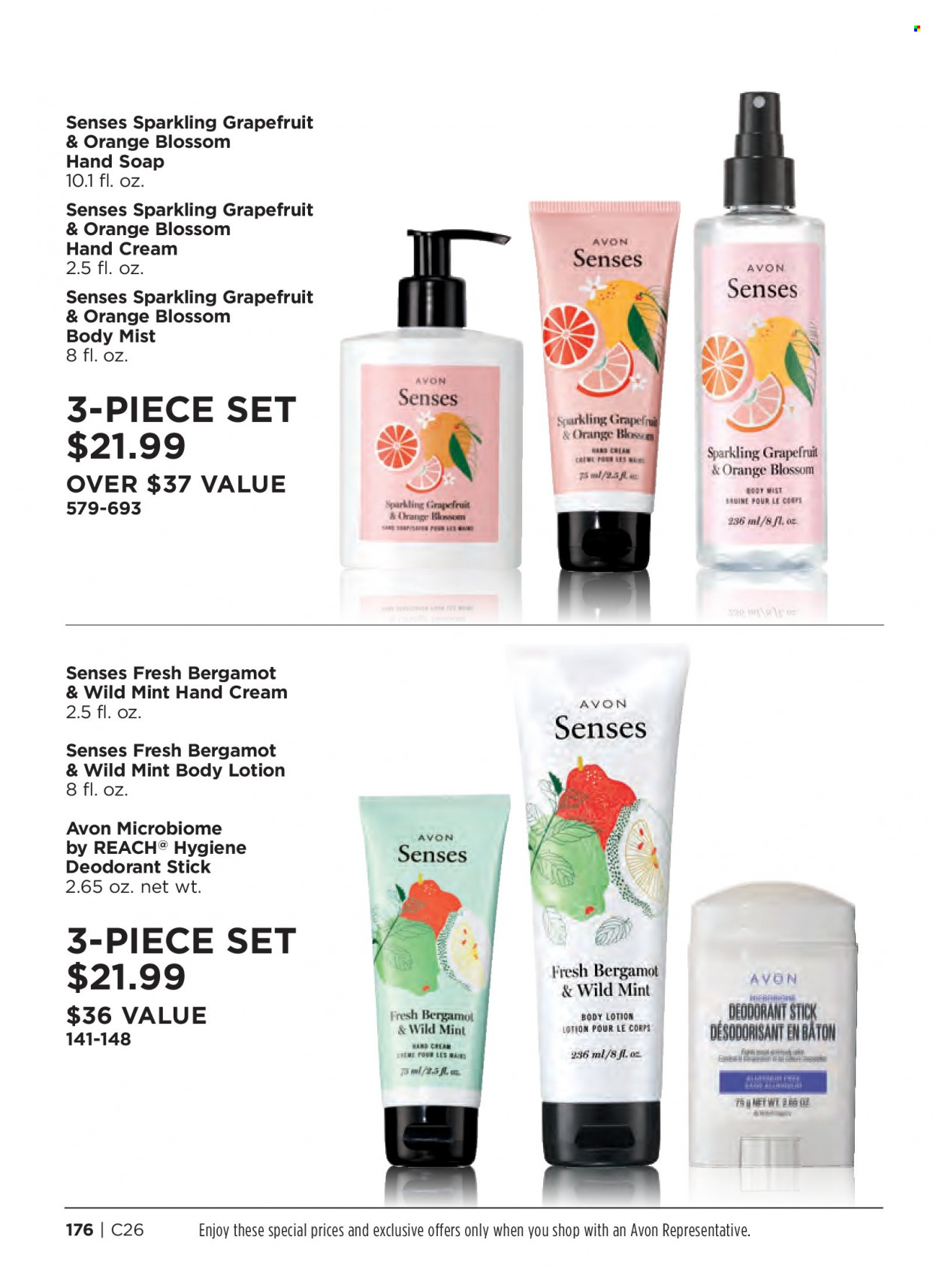 thumbnail - Avon Flyer - 11/23/2022 - 12/06/2022 - Sales products - hand soap, Avon, soap, body lotion, body mist, hand cream, anti-perspirant, deodorant. Page 176.