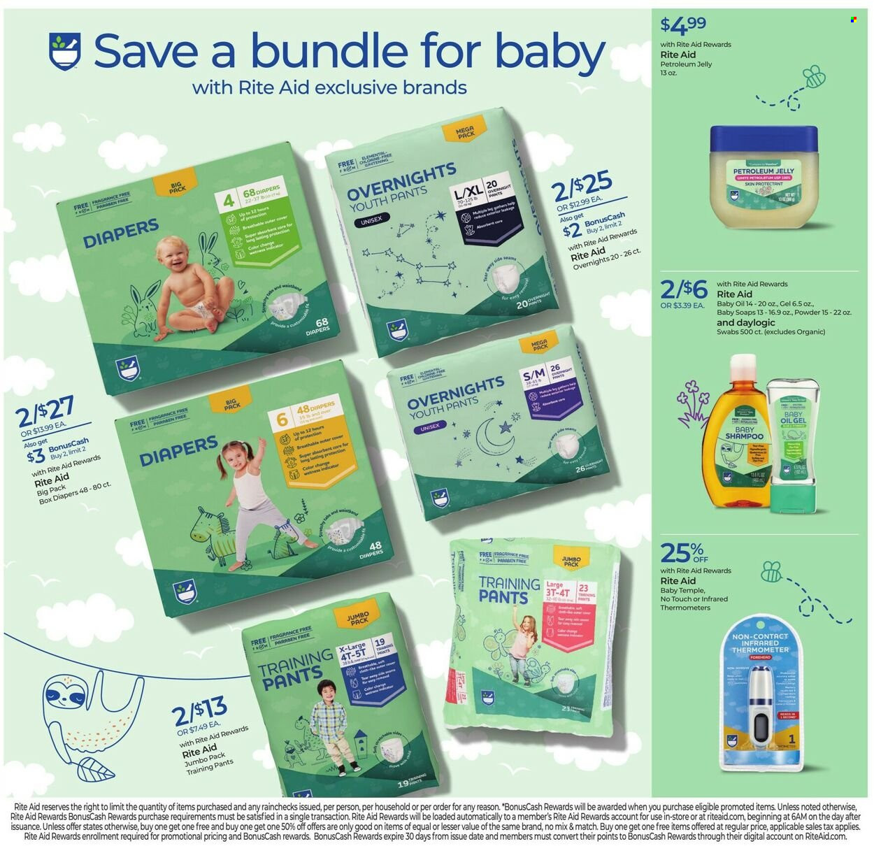 thumbnail - RITE AID Flyer - 11/27/2022 - 12/03/2022 - Sales products - oil, pants, nappies, baby pants, petroleum jelly, baby oil, shampoo, Daylogic, thermometer. Page 5.