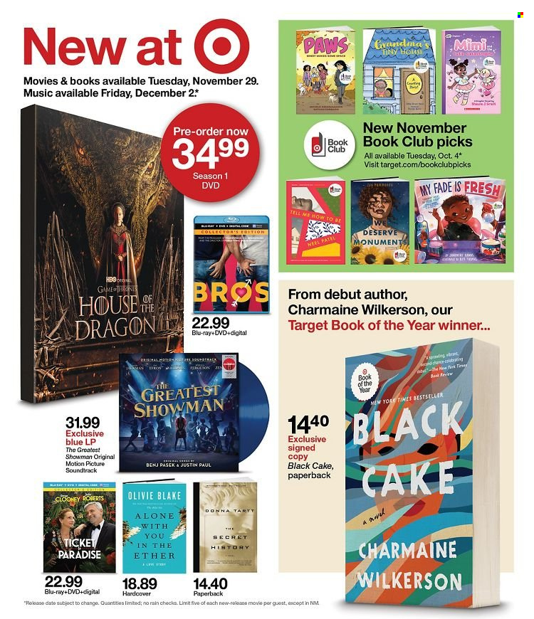 thumbnail - Target Flyer - 11/27/2022 - 12/03/2022 - Sales products - cake, Target, DVD, book, Paws, Blu-ray. Page 18.
