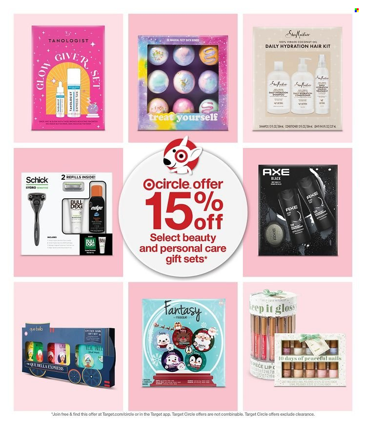 thumbnail - Target Flyer - 11/27/2022 - 12/03/2022 - Sales products - Bella, gift set, Santa, coconut oil, oil, tea, shampoo, Axe, Schick, Target. Page 31.