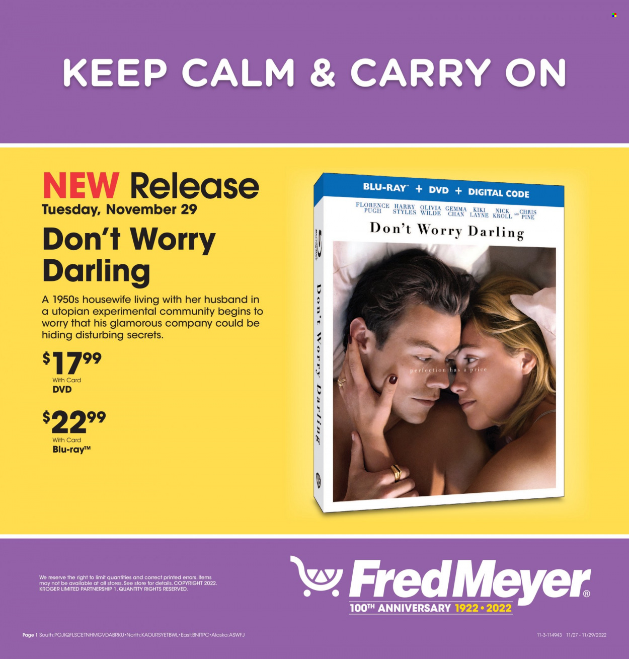 Fred Meyer ad - 11/27/2022 - 11/29/2022. Page 1