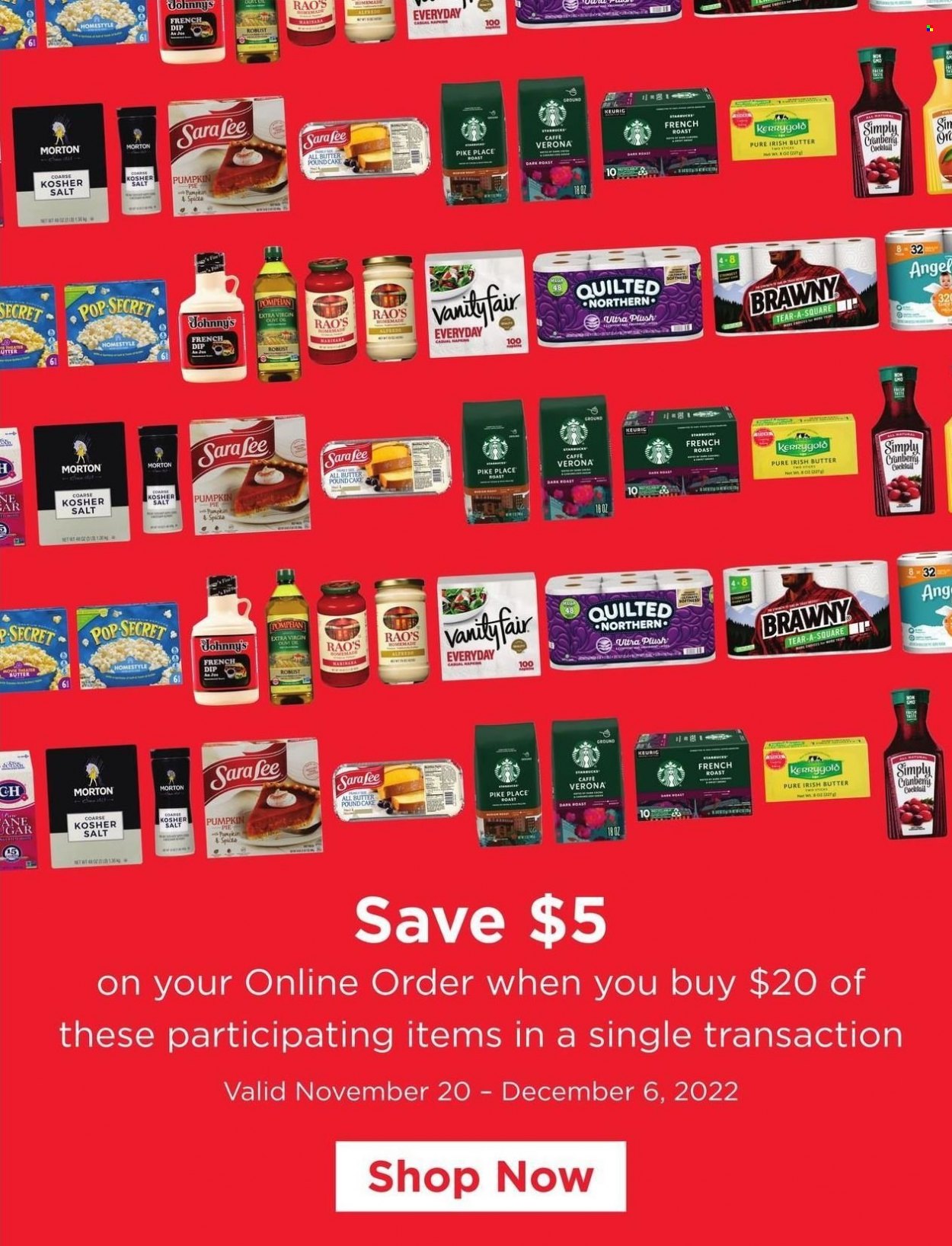 thumbnail - Cub Foods Flyer - 11/27/2022 - 12/03/2022 - Sales products - cake, pound cake, irish butter, dip, extra virgin olive oil, Starbucks, Keurig, Quilted Northern. Page 7.