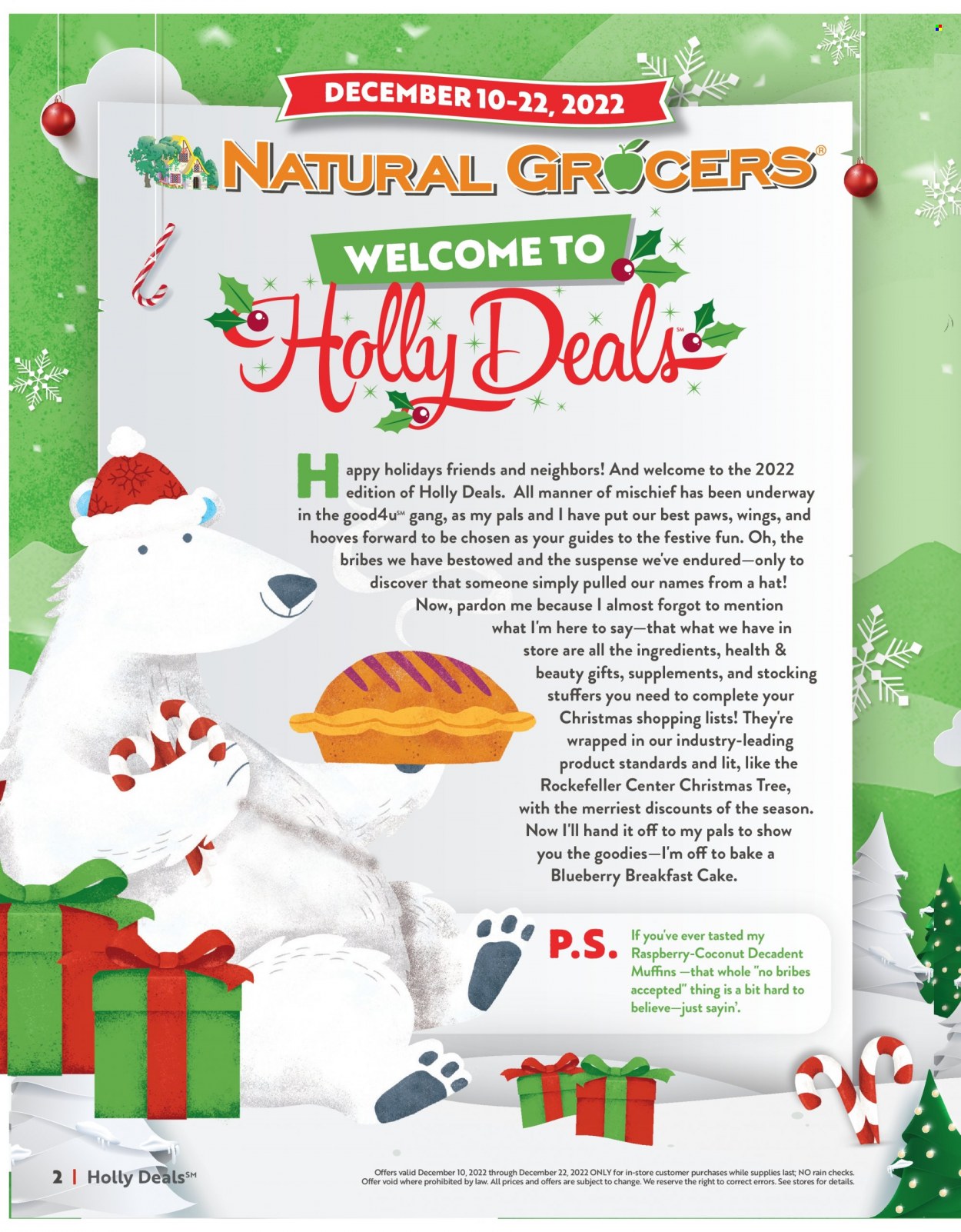 thumbnail - Natural Grocers Flyer - 12/10/2022 - 12/22/2022 - Sales products - cake, muffin, coconut. Page 2.