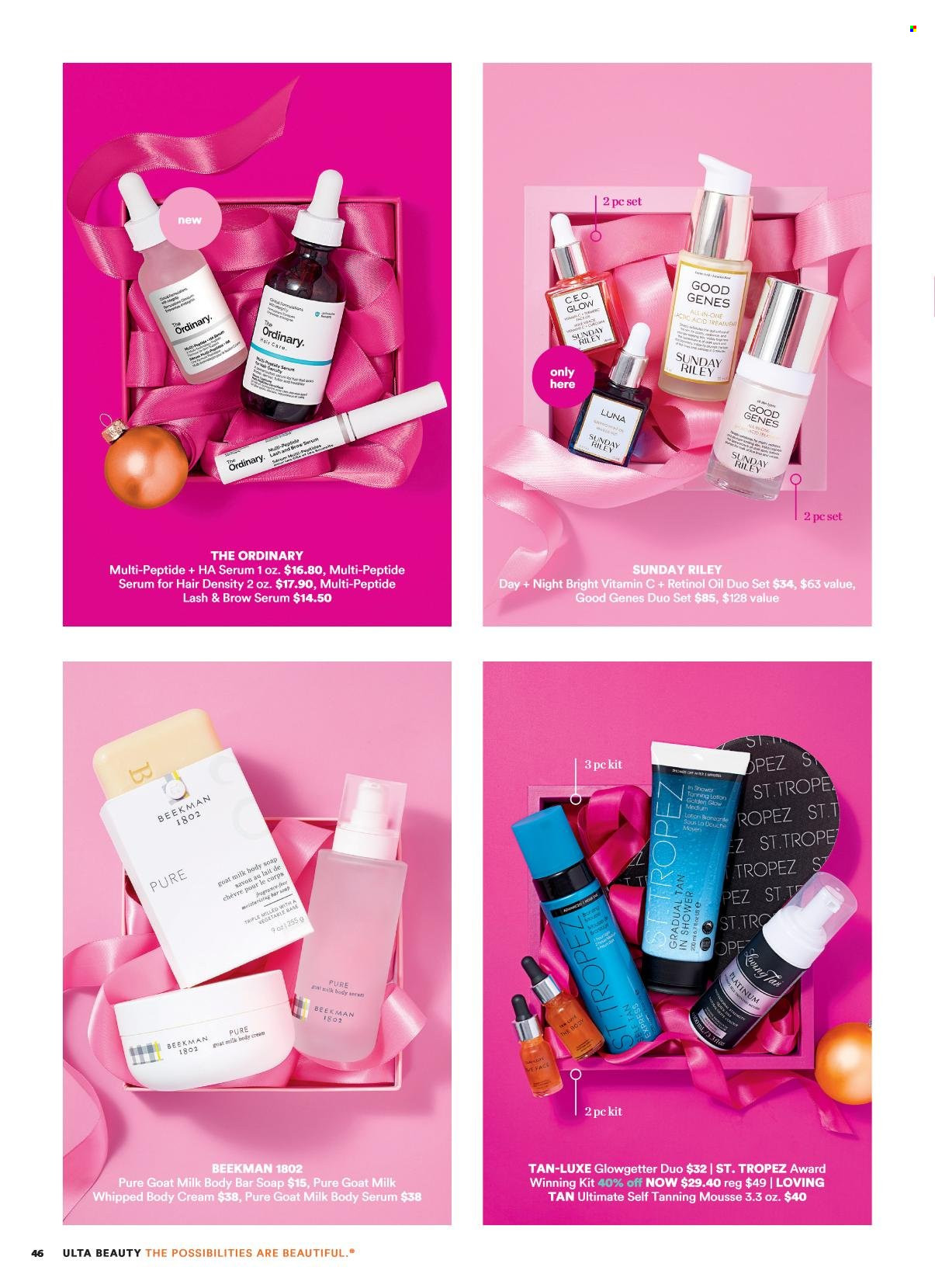 thumbnail - Ulta Beauty Flyer - 11/27/2022 - 12/24/2022 - Sales products - soap bar, soap, serum, The Ordinary, body lotion, vitamin c. Page 46.