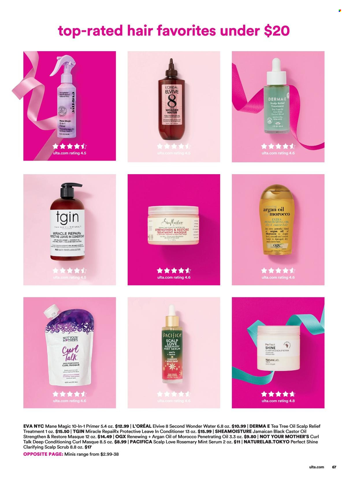 thumbnail - Ulta Beauty Flyer - 11/27/2022 - 12/24/2022 - Sales products - L’Oréal, serum, OGX, conditioner, Curl Talk, treatment masque, argan oil, tea tree oil. Page 67.