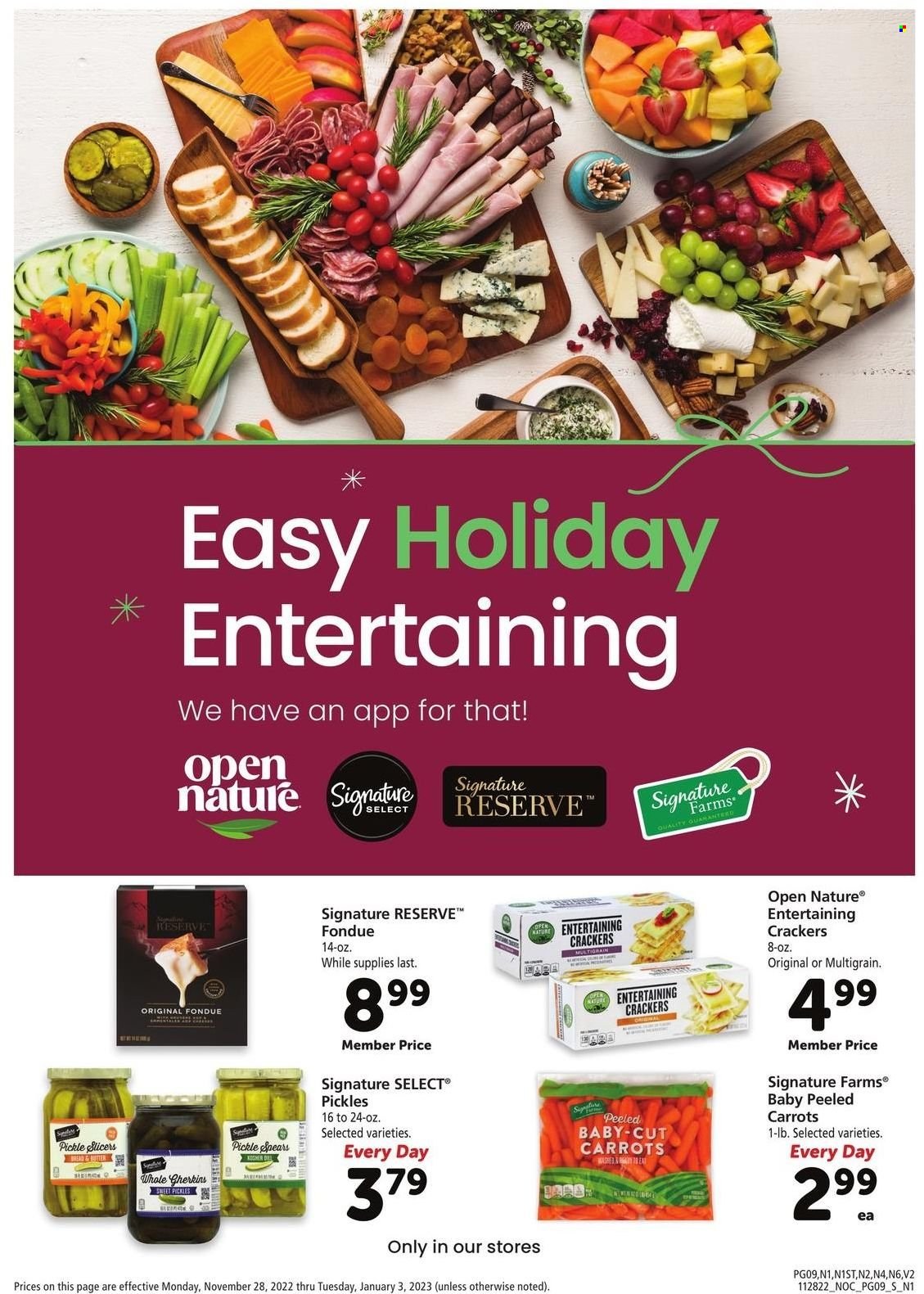 thumbnail - Safeway Flyer - 11/28/2022 - 12/03/2022 - Sales products - carrots, crackers, pickles. Page 9.