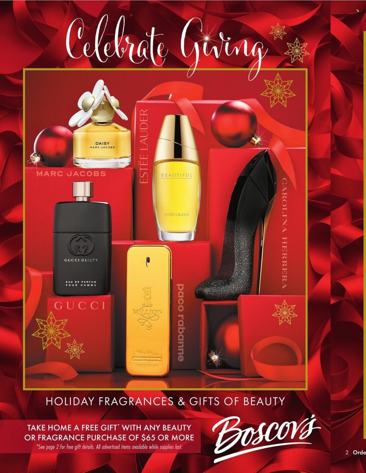 thumbnail - Boscov's Flyer - 11/28/2022 - 12/14/2022 - Sales products - Gucci, Marc Jacobs, Estée Lauder, Paco Rabanne, Carolina Herrera, eau de parfum, fragrance. Page 1.