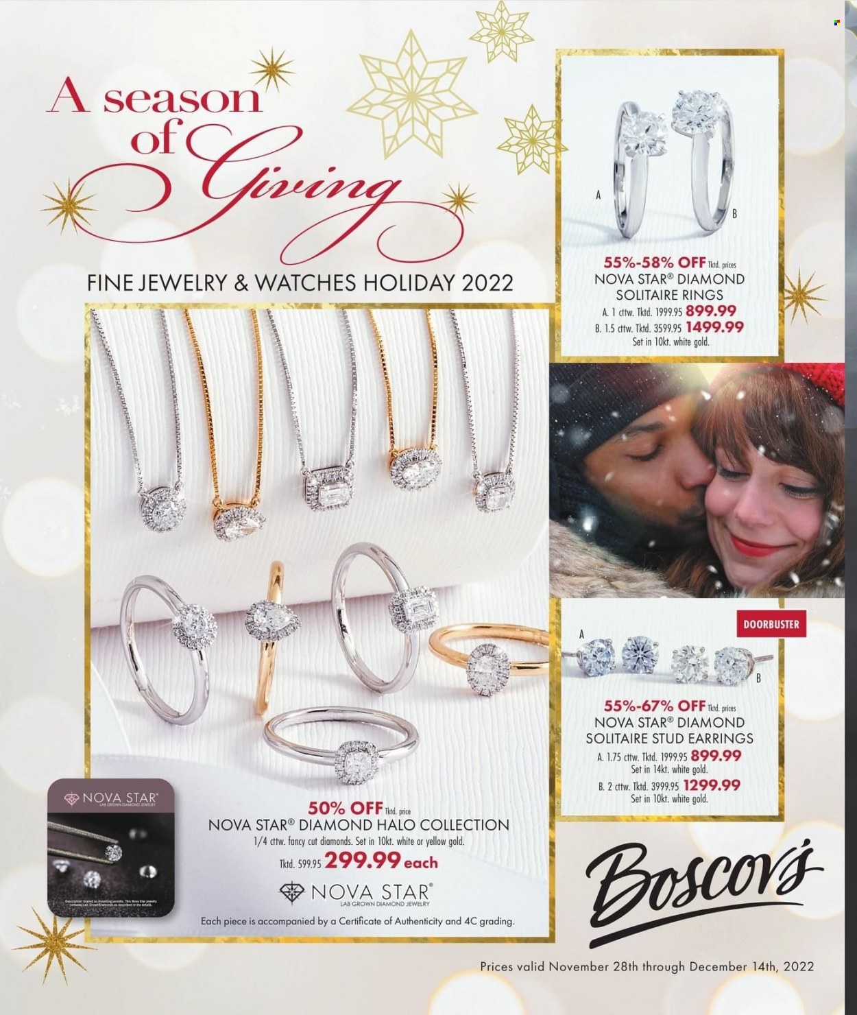 thumbnail - Boscov's Flyer - 11/28/2022 - 12/14/2022 - Sales products - earrings, watch, jewelry. Page 1.