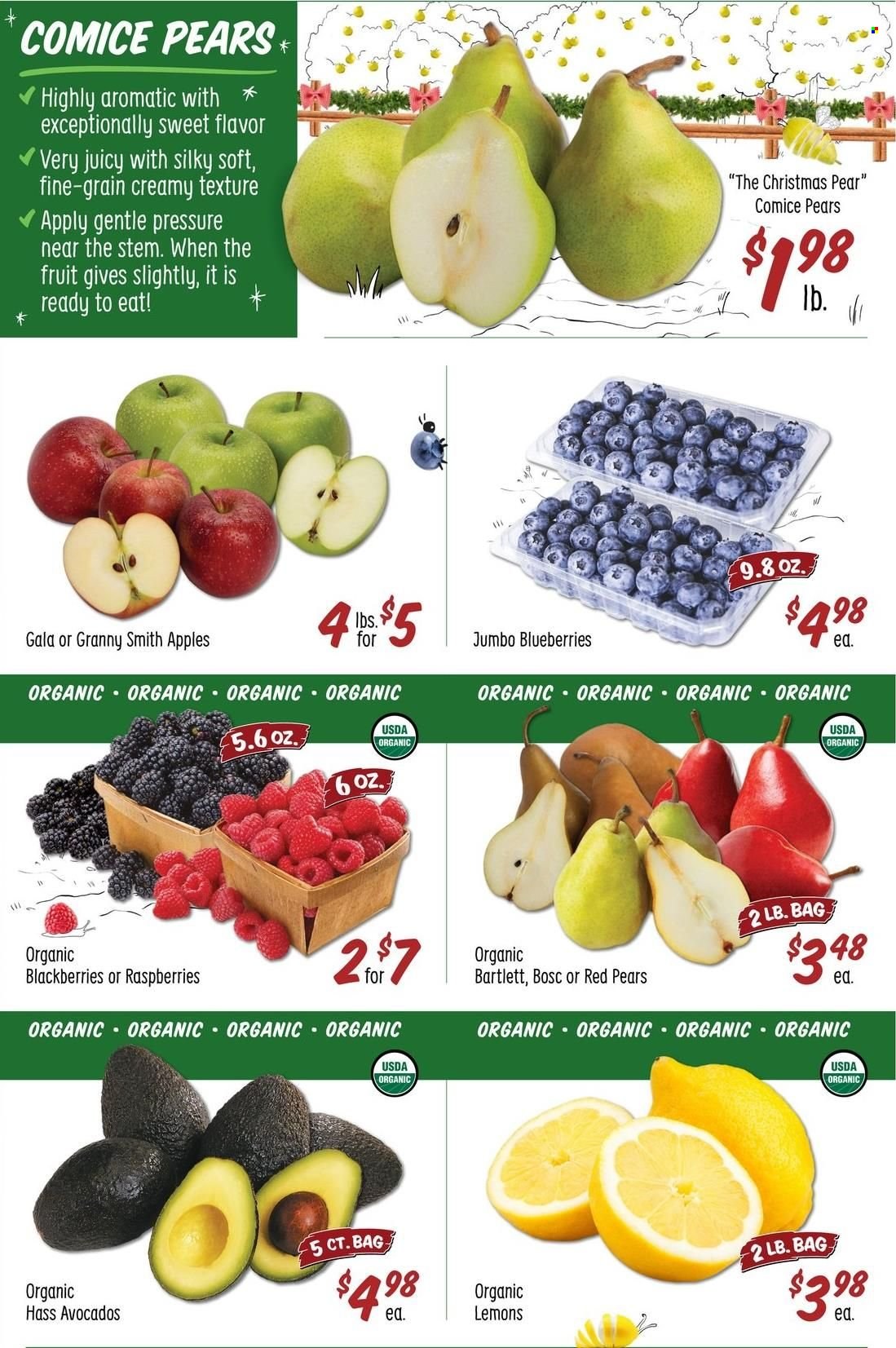 thumbnail - Sprouts Flyer - 11/30/2022 - 12/06/2022 - Sales products - apples, avocado, blackberries, blueberries, Gala, pears, Granny Smith, lemons. Page 3.