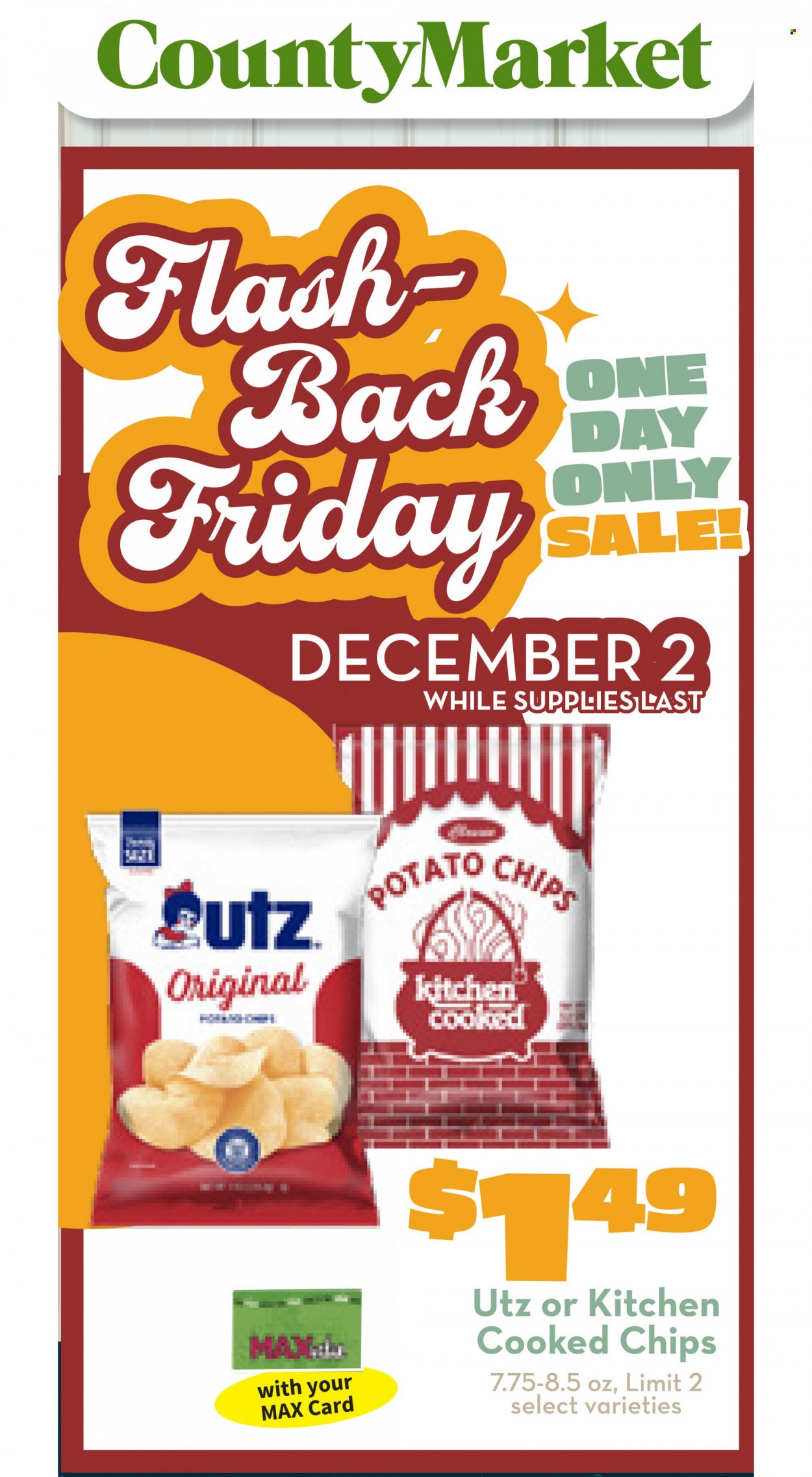 thumbnail - County Market Flyer - 12/02/2022 - 12/02/2022 - Sales products - potato chips, chips. Page 1.
