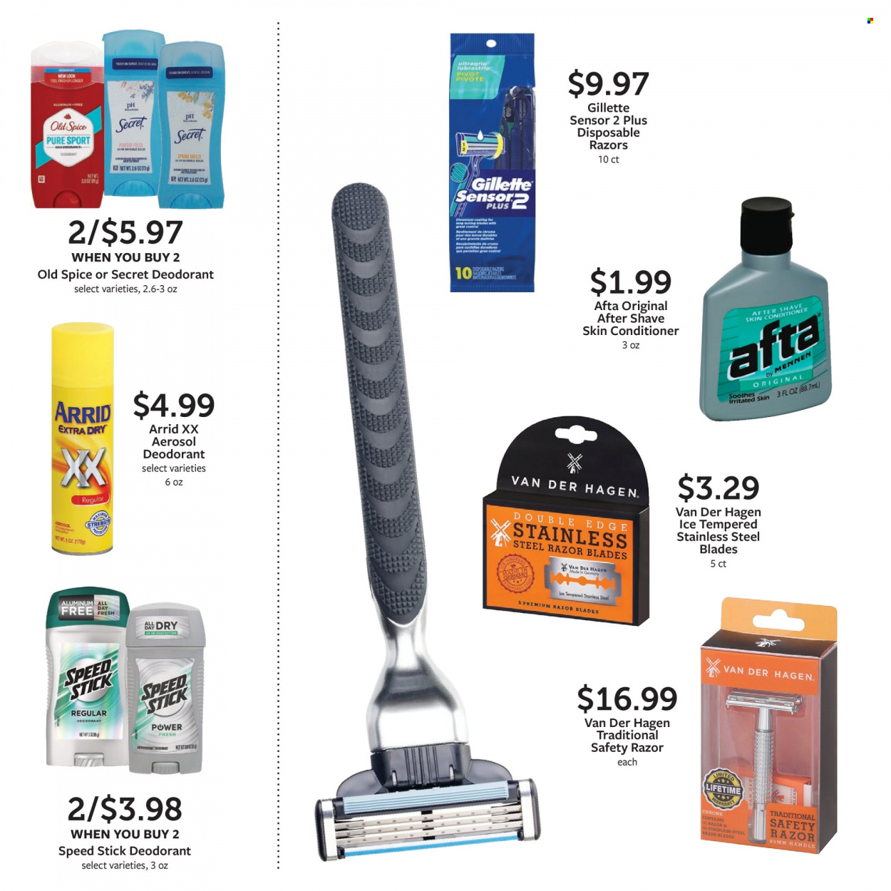thumbnail - Fareway Flyer - 11/28/2022 - 12/31/2022 - Sales products - spice, Old Spice, conditioner, after shave, anti-perspirant, Speed Stick, deodorant, Gillette, razor, disposable razor. Page 16.