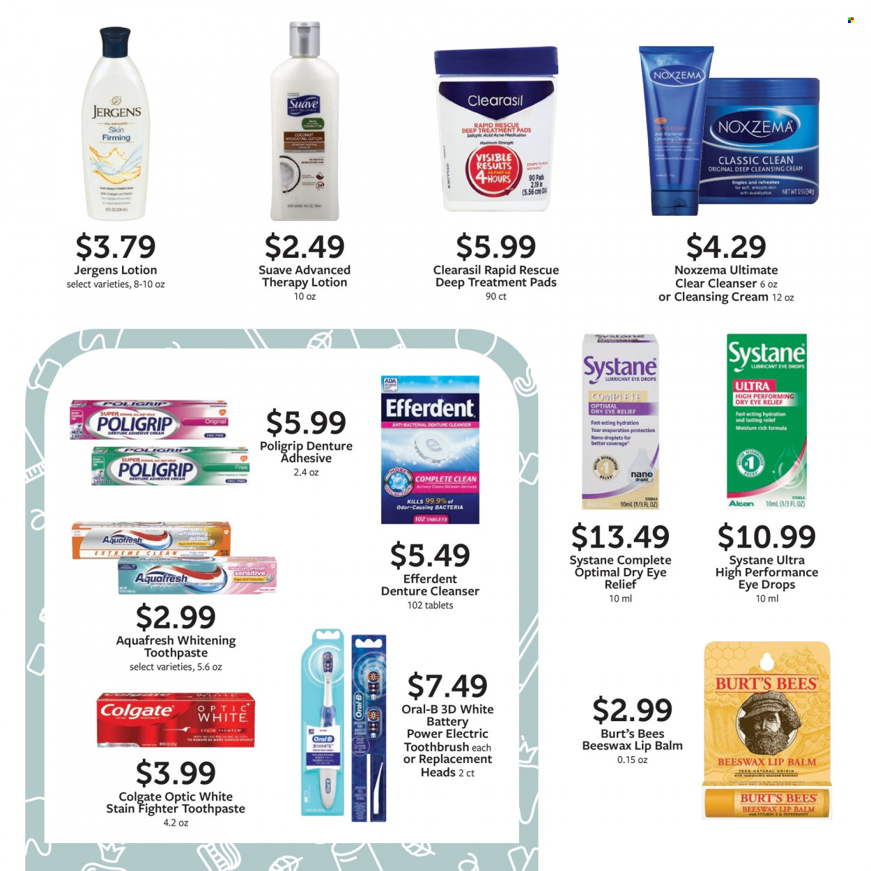 thumbnail - Fareway Flyer - 11/28/2022 - 12/31/2022 - Sales products - coconut, oil, Suave, Colgate, toothbrush, Oral-B, toothpaste, cleanser, lip balm, treatment pads, body lotion, Jergens, lubricant. Page 18.