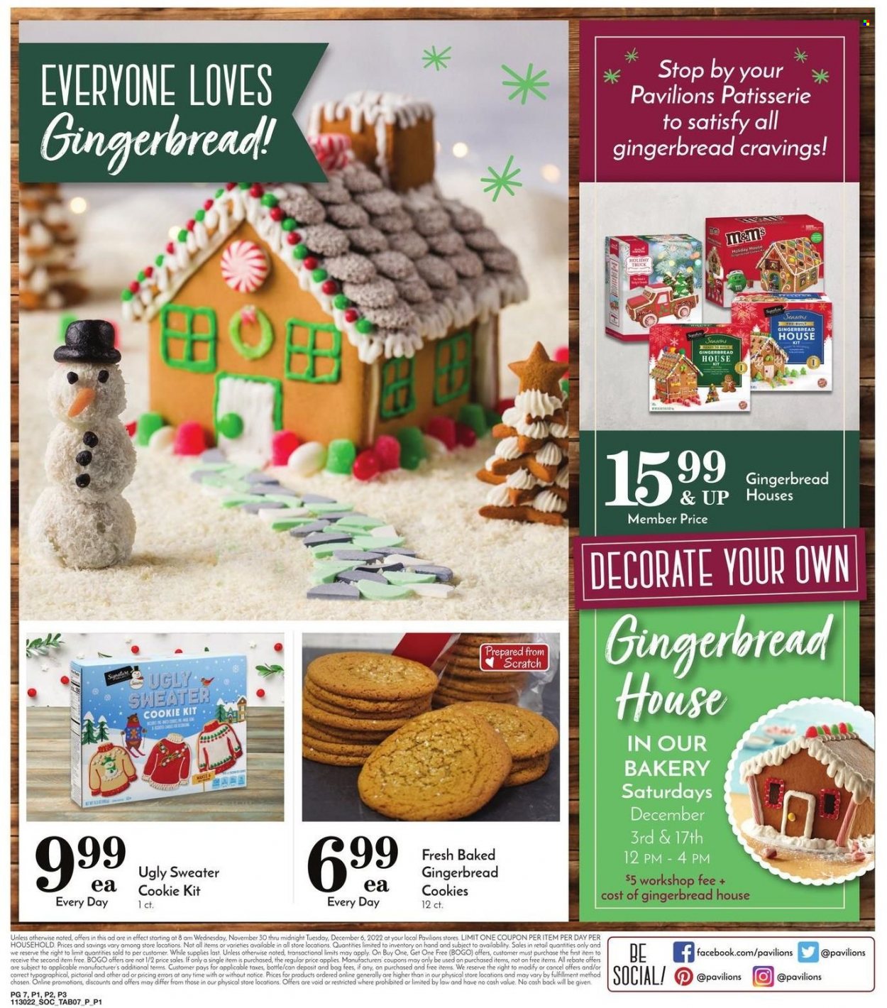 thumbnail - Pavilions Flyer - 11/30/2022 - 12/06/2022 - Sales products - gingerbread, cookies, gingerbread cookies, M&M's, UglyDolls. Page 7.