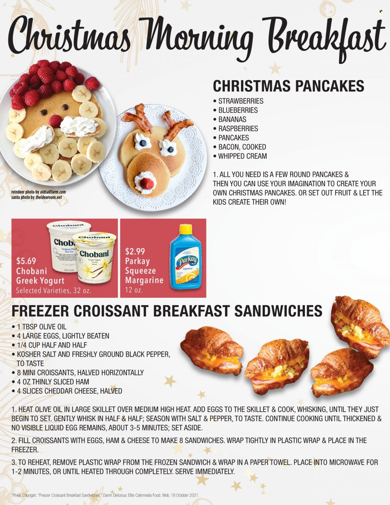 thumbnail - United Supermarkets Flyer - 11/30/2022 - 12/24/2022 - Sales products - bananas, blueberries, strawberries, pancakes, bacon, ham, cheddar, greek yoghurt, yoghurt, Chobani, large eggs, margarine, whipped cream, Santa, paper towels, cup, Half and half. Page 2.