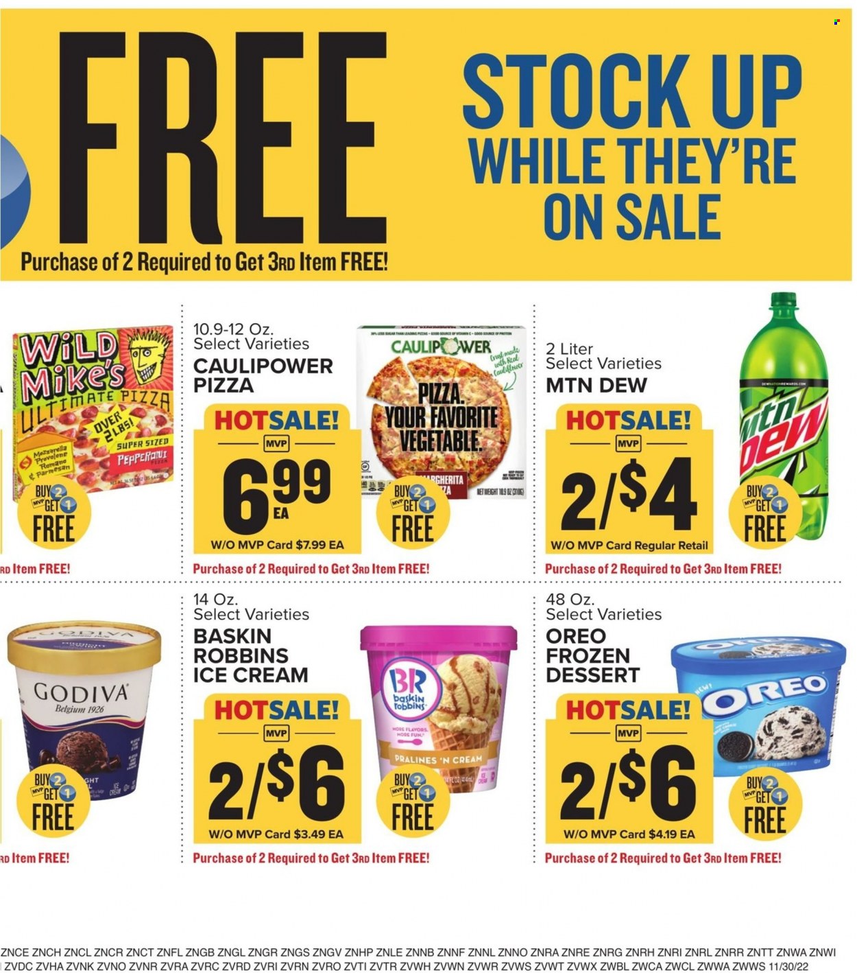 thumbnail - Food Lion Flyer - 11/30/2022 - 12/06/2022 - Sales products - pizza, pepperoni, parmesan, Provolone, Oreo, ice cream, Godiva, Mountain Dew, vitamin c. Page 10.