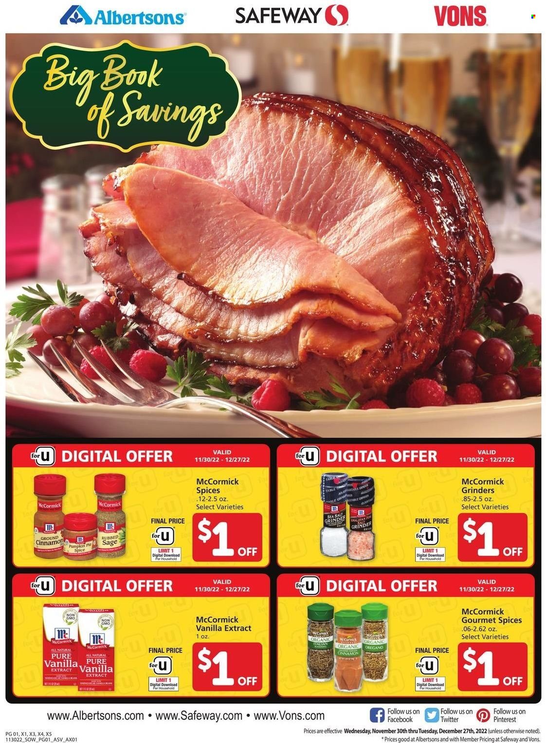 Safeway ad - 11/30/2022 - 12/27/2022. Page 1