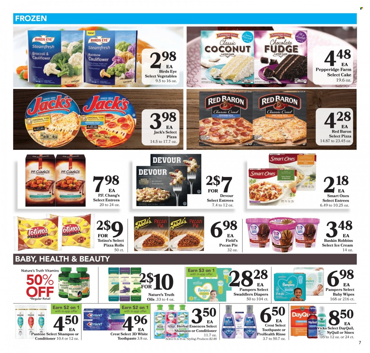 thumbnail - Harps Hometown Fresh Flyer - 11/30/2022 - 12/06/2022 - Sales products - cake, pie, pizza rolls, pizza, Bird's Eye, ice cream, Devour, Red Baron. Page 7.