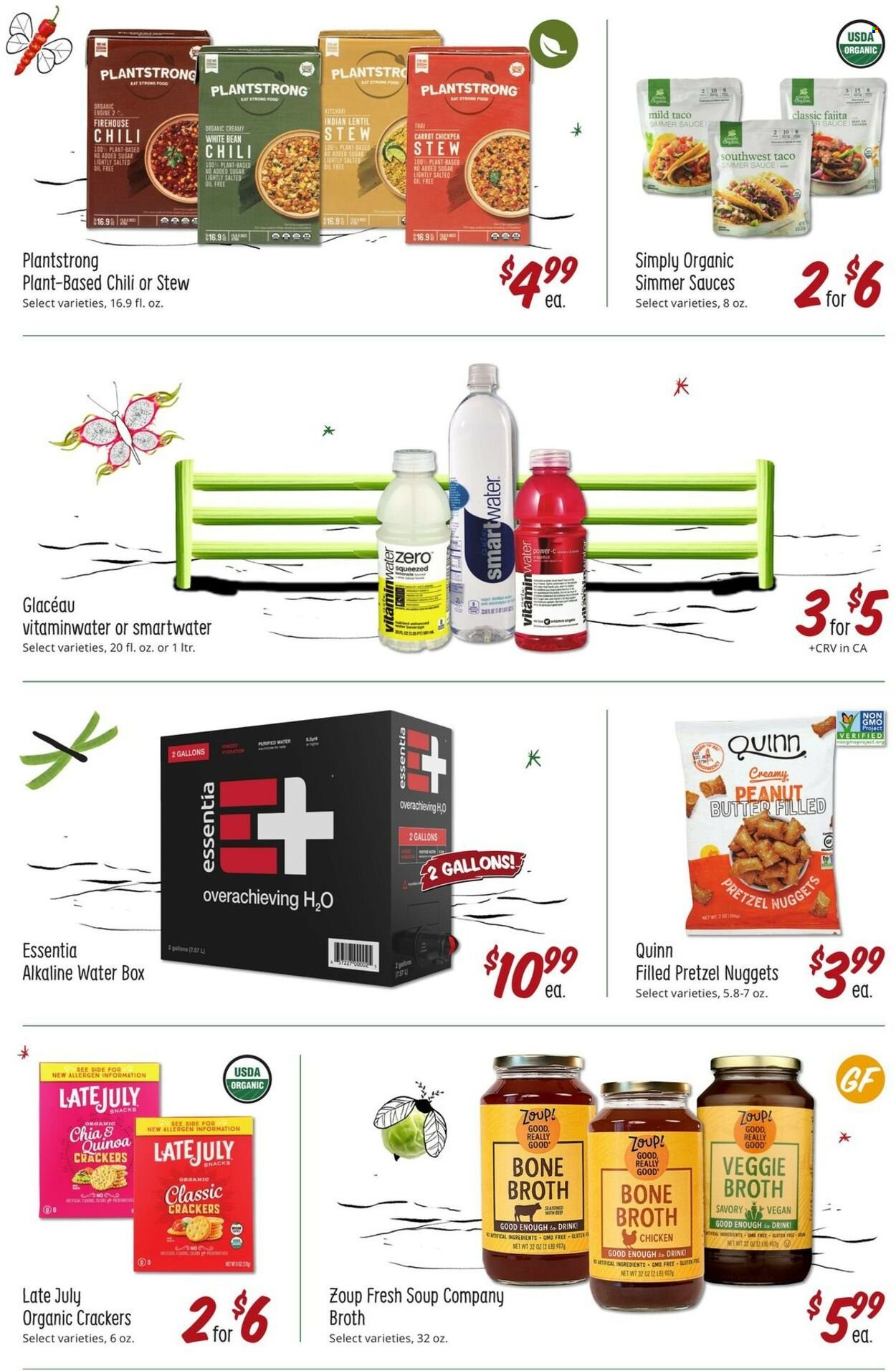 thumbnail - Sprouts Flyer - 11/30/2022 - 12/27/2022 - Sales products - pretzels, nuggets, fajita, crackers, broth, quinoa, purified water, Smartwater, alkaline water. Page 14.