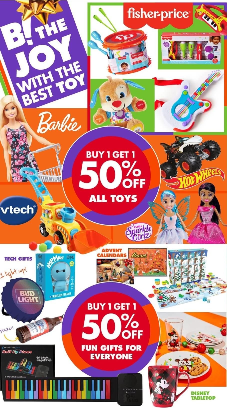 thumbnail - Big Lots Flyer - 12/03/2022 - 12/09/2022 - Sales products - Disney, Reese's, beer, Bud Light, Hot Wheels, Barbie, speaker, doll, Vtech, toys, Fisher-Price, Sparkle Girlz. Page 2.