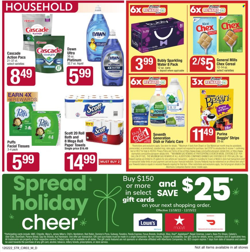 thumbnail - Star Market Flyer - 12/02/2022 - 12/08/2022 - Sales products - Ace, puffs, corn, pizza, strips, 7 Days, cereals, rice, sparkling water, gin. Page 4.