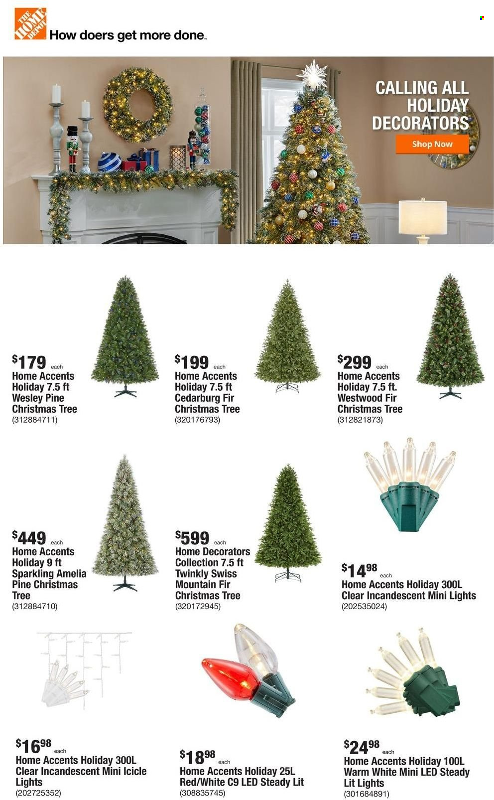 thumbnail - The Home Depot Flyer - 12/01/2022 - 12/08/2022 - Sales products - christmas tree, icicle light. Page 1.