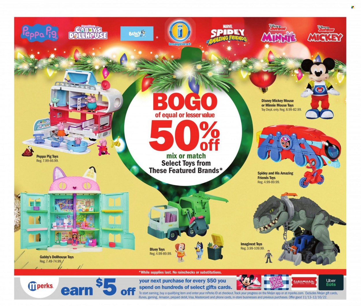 thumbnail - Meijer Flyer - 12/04/2022 - 12/10/2022 - Sales products - Disney, Mickey Mouse, Peppa Pig, Minnie Mouse, toys. Page 3.
