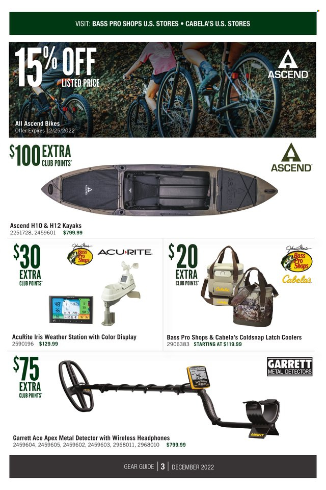 thumbnail - Cabela's Flyer - 12/01/2022 - 12/31/2022 - Sales products - Ace, Bass Pro. Page 3.