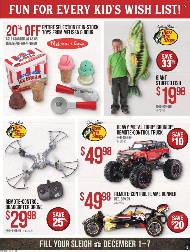 thumbnail - Cabela's Flyer - 12/01/2022 - 12/07/2022 - Sales products - Bass Pro, toys, quadcopter. Page 7.